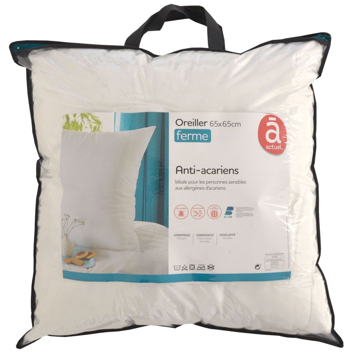 ACTUEL Oreiller soutien ferme en microfibre anti-acariens 