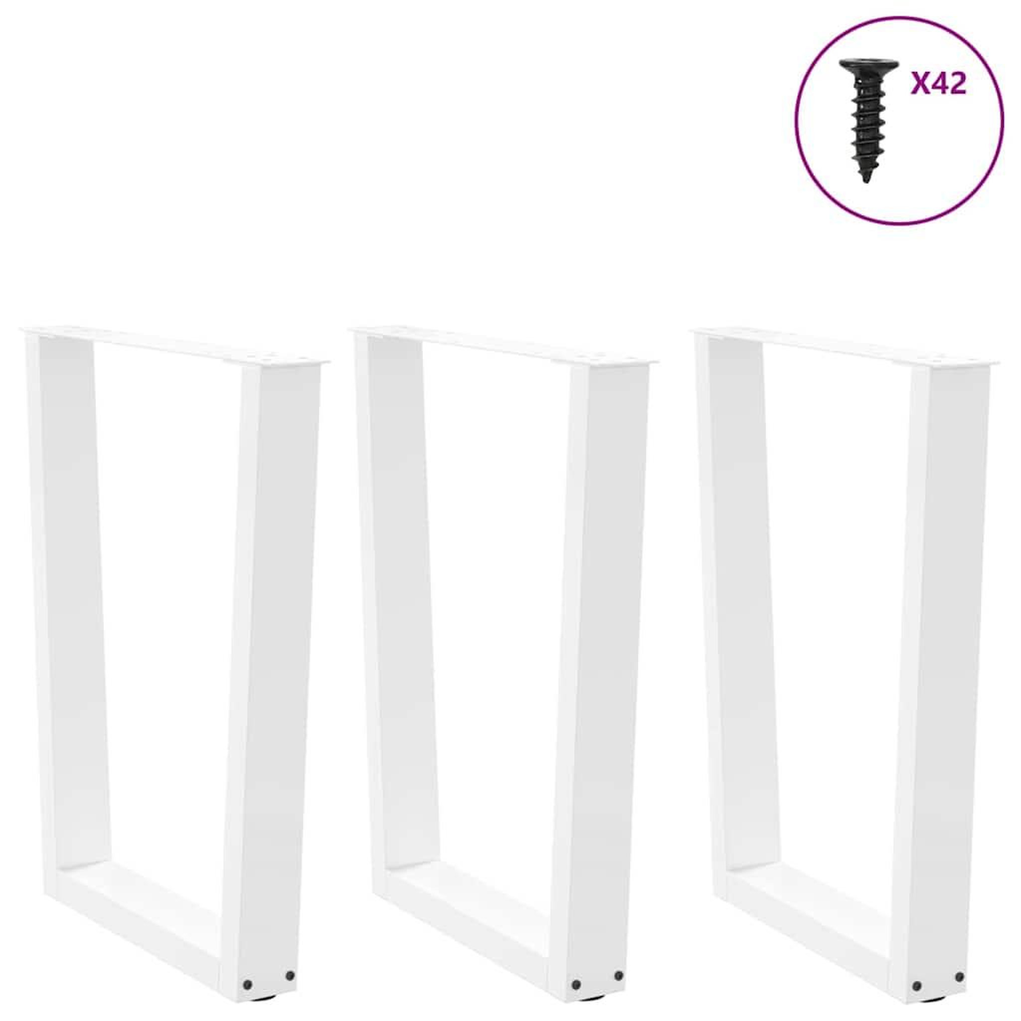 Voir la diapositive 3 : VIDAXL Pieds de table a manger forme de V 3 pcs blanc 70x(72-73,3) cm