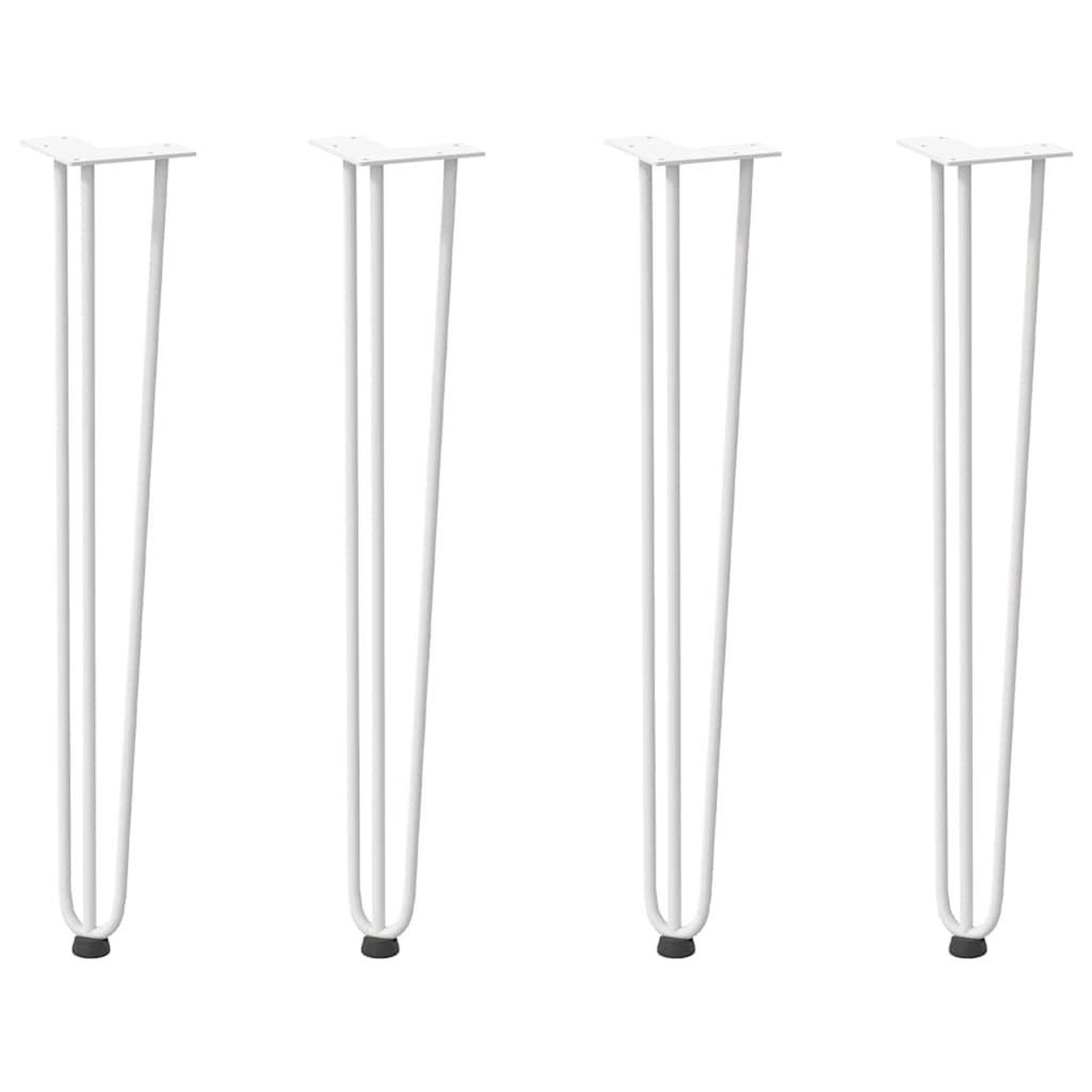 Voir la diapositive 2 : VIDAXL Pieds de table en forme d'epingle a cheveux 4 pcs blanc 72 cm