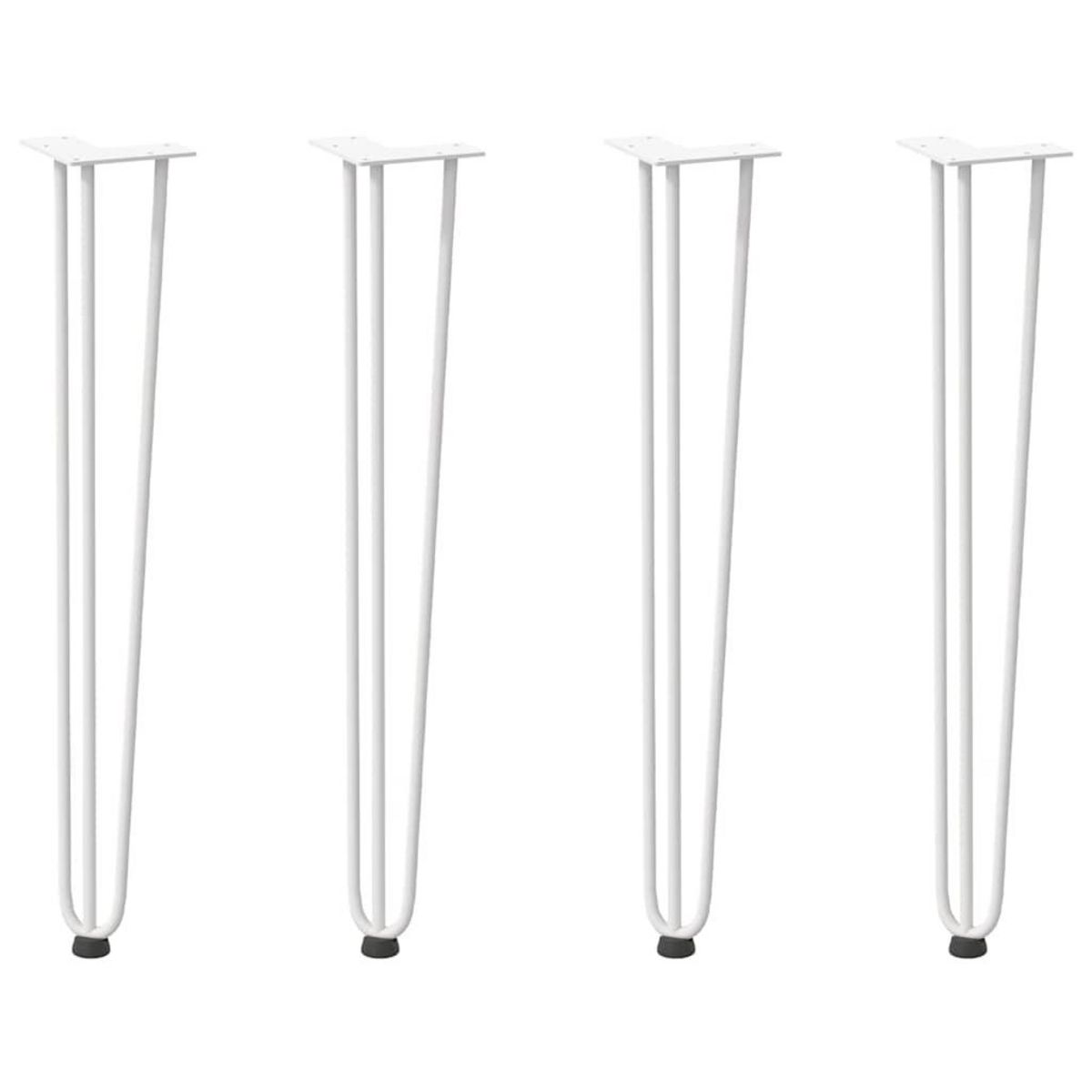 VIDAXL Pieds de table en forme d'epingle a cheveux 4 pcs blanc 72 cm