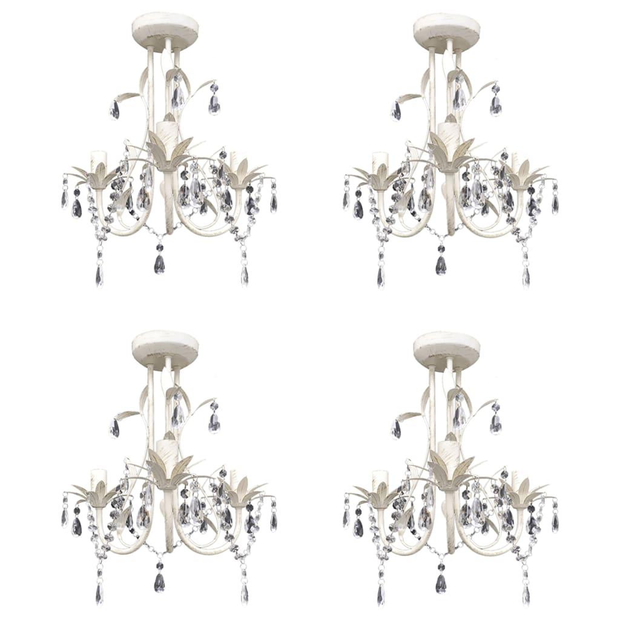 Voir la diapositive 1 : VIDAXL Lustres suspendus a cristaux 4 pcs Blanc elegant