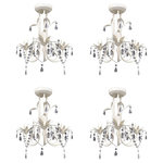 VIDAXL Lustres suspendus a cristaux 4 pcs Blanc elegant