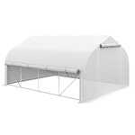 OUTSUNNY Serre tunnel de jardin 12 m² bâche PE haute densité 140 g/m² blanc