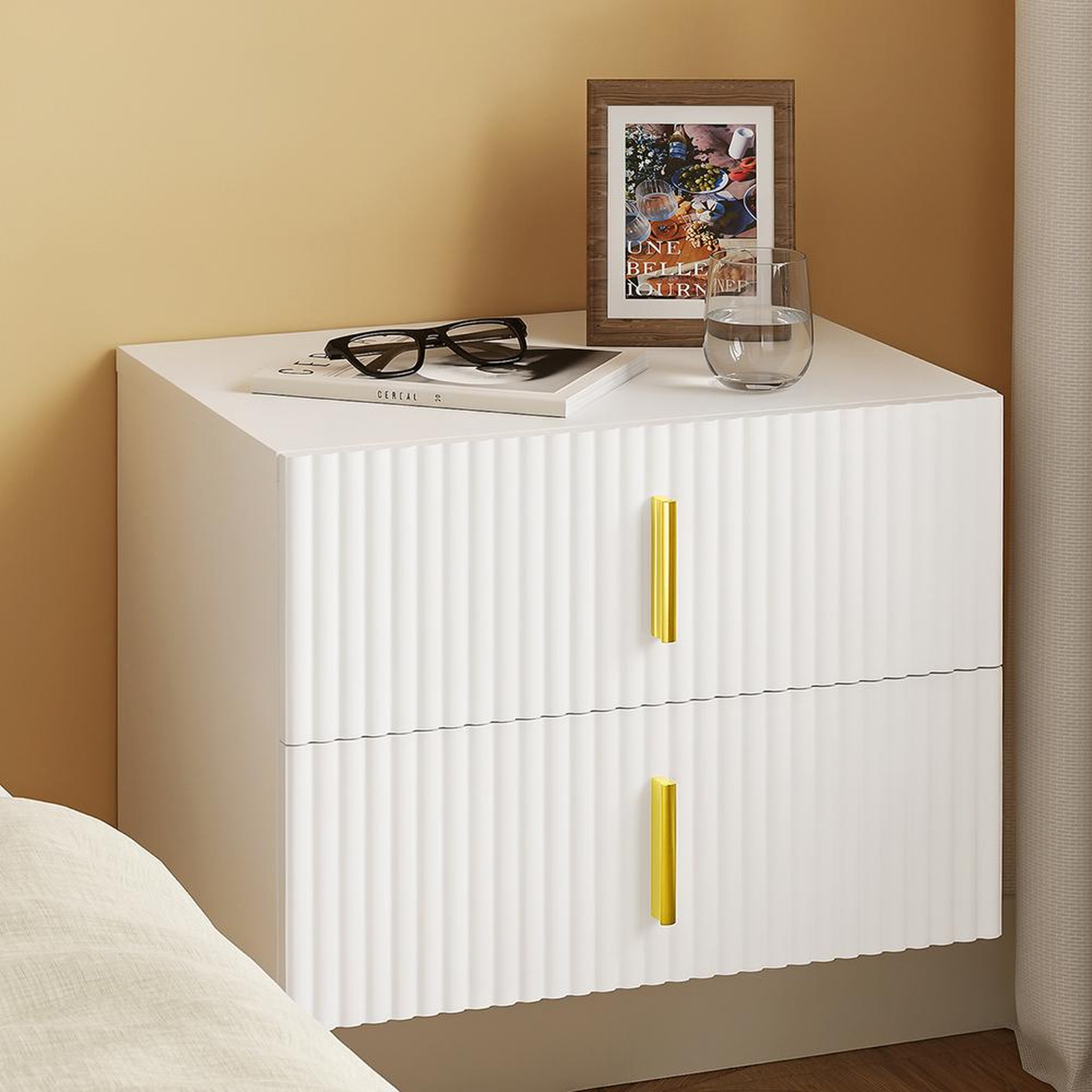 Voir la diapositive 2 : SOBUY Chevet 2 Tiroirs Blanc 40x30x30cm FBT177-E-W