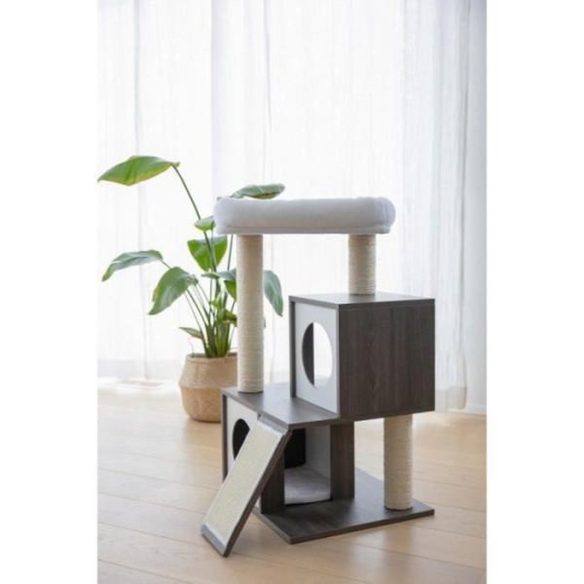 Voir la diapositive 4 : KERBL KERBL - Arbre a chat FLAIR - 48x44x86cm - Blanc/gris - Sisal