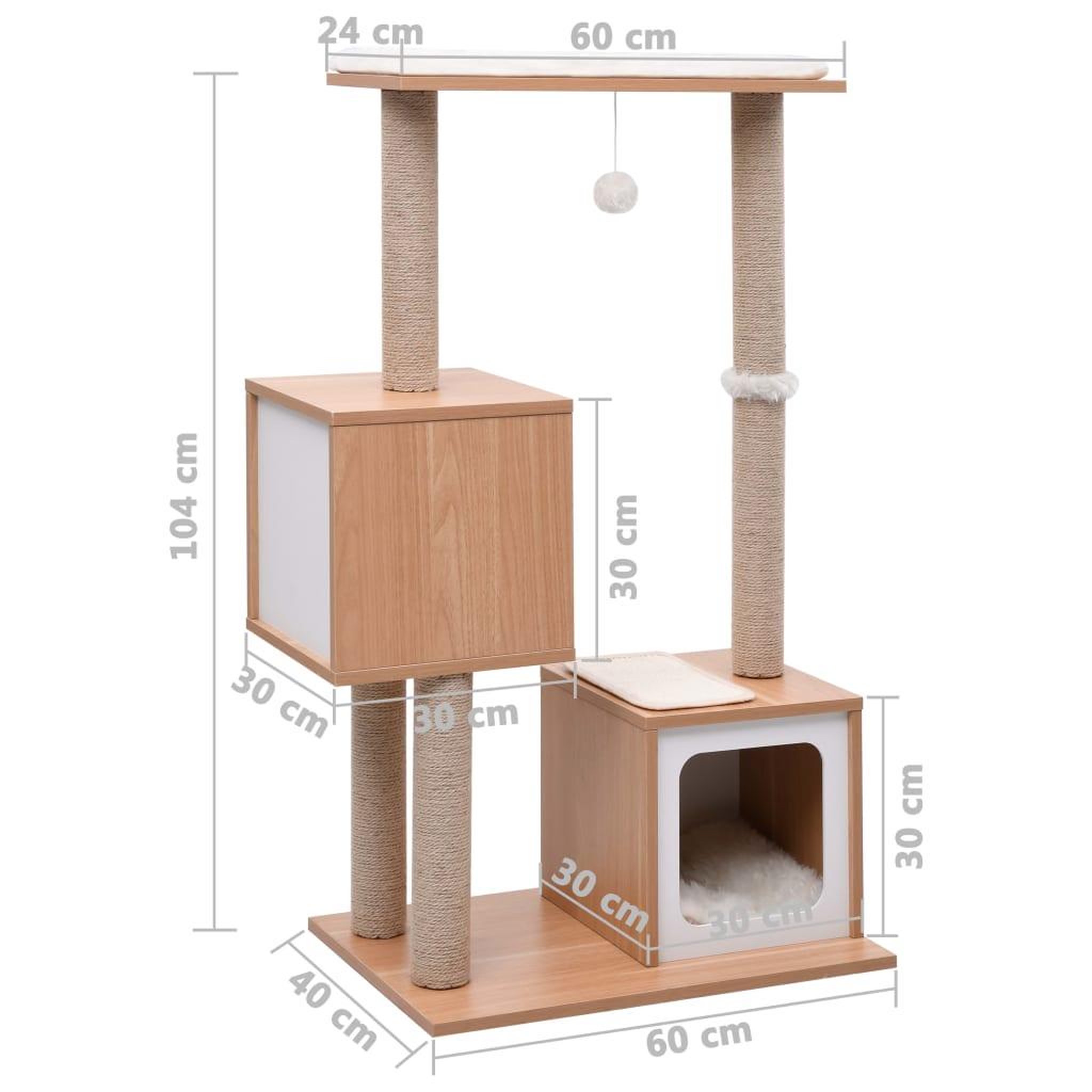Voir la diapositive 6 : VIDAXL Arbre a chat avec tapis a gratter en sisal 104 cm