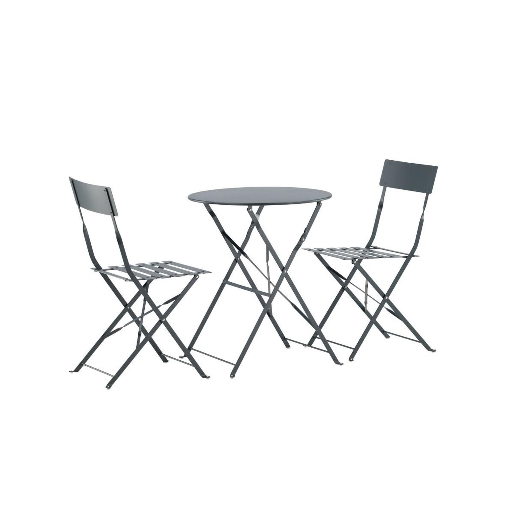 Voir la diapositive 3 : Paris Prix Ensemble table de jardin & 2 chaises  marseille  71cm gris foncé