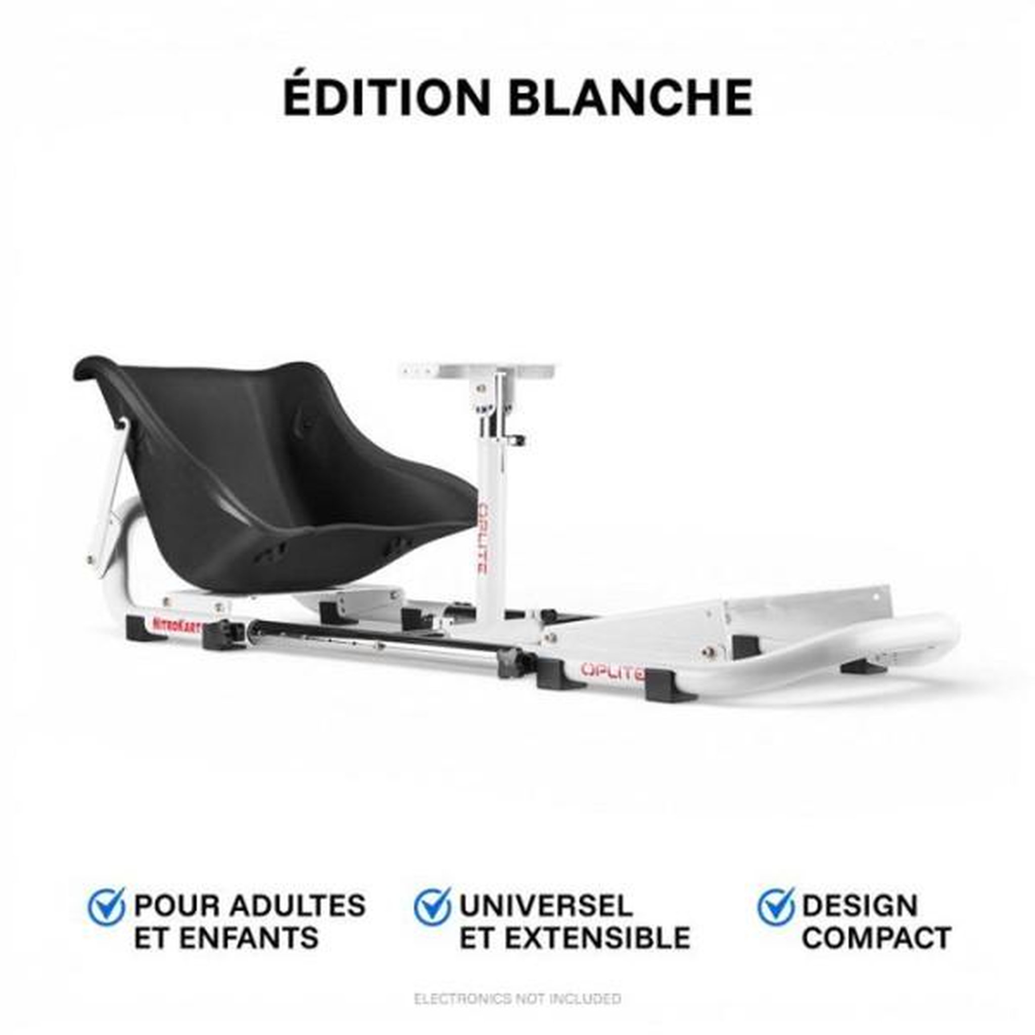 Voir la diapositive 5 : OPLITE Cockpit de simulation racing - oplite - nitrokart v2 - blanc - ergonomique - réglable - immersion totale