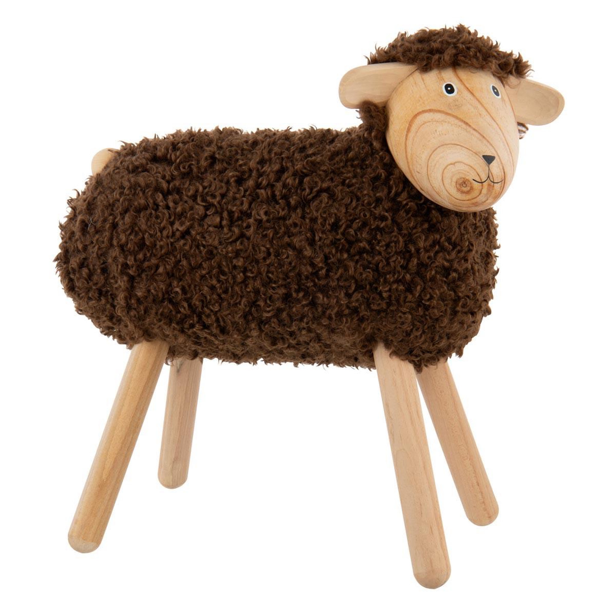J-LINE Statuette mouton en bois  chalet  45cm marron foncé