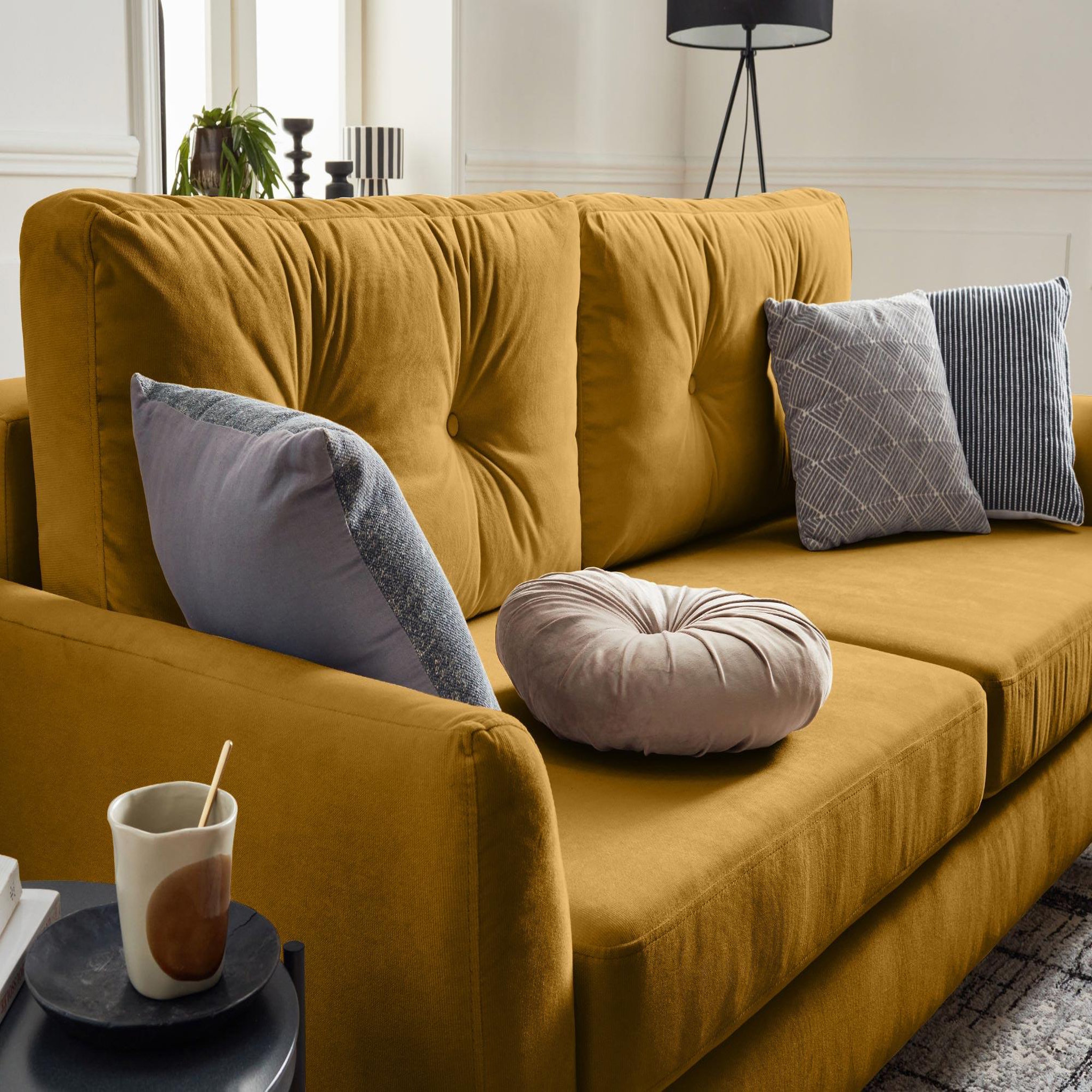 Voir la diapositive 5 : BEST MOBILIER Nils - canapé droit 3 places convertible - avec coffre de rangement - velours