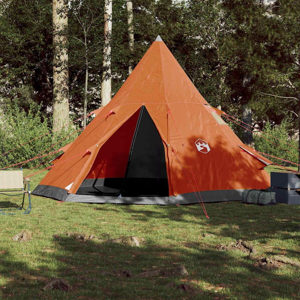 VIDAXL Tente de camping tipi 4 personnes orange impermeable