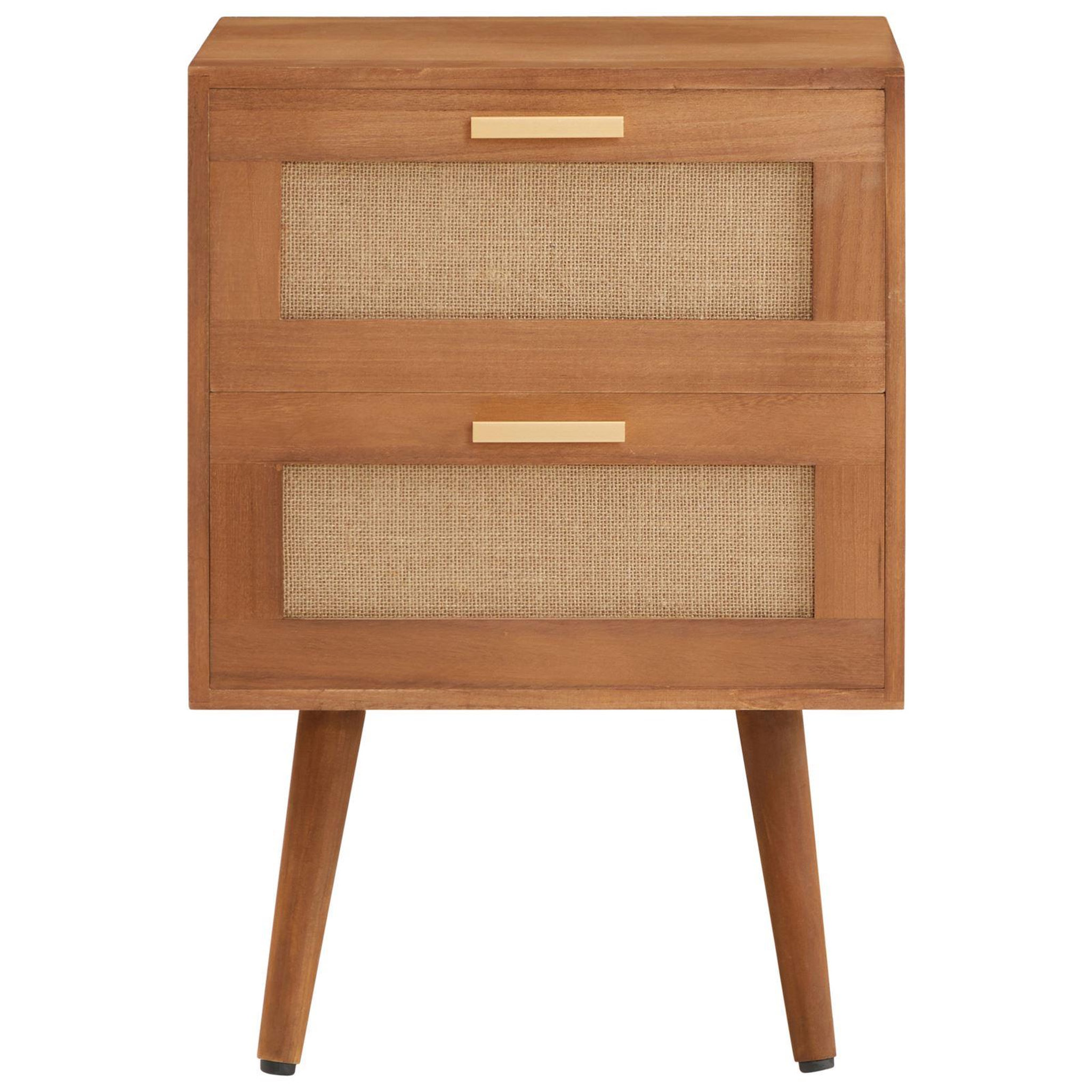 Voir la diapositive 3 : IDIMEX Table de chevet WAMAN 2 tiroirs, en bois de paulownia