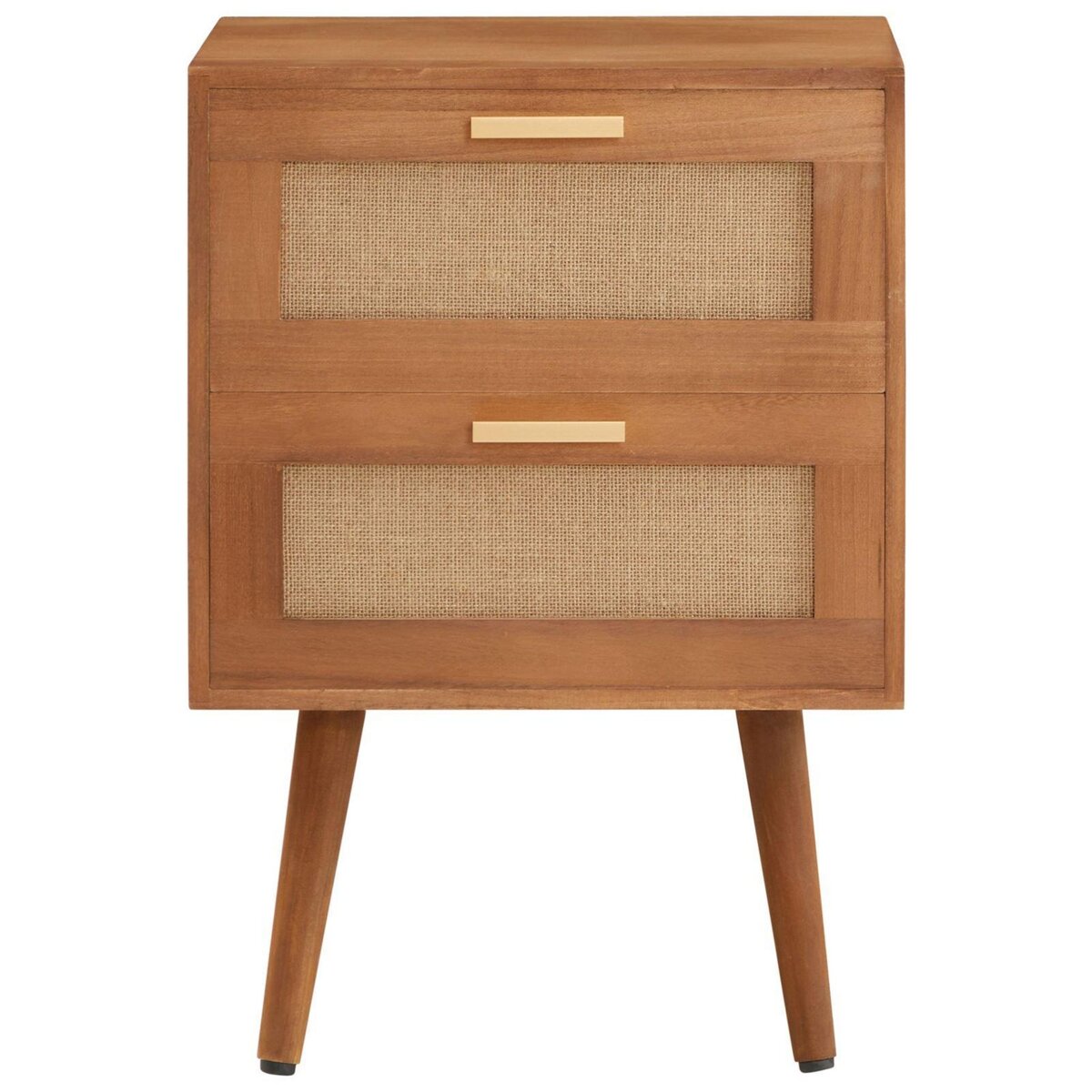 IDIMEX Table de chevet WAMAN 2 tiroirs, en bois de paulownia