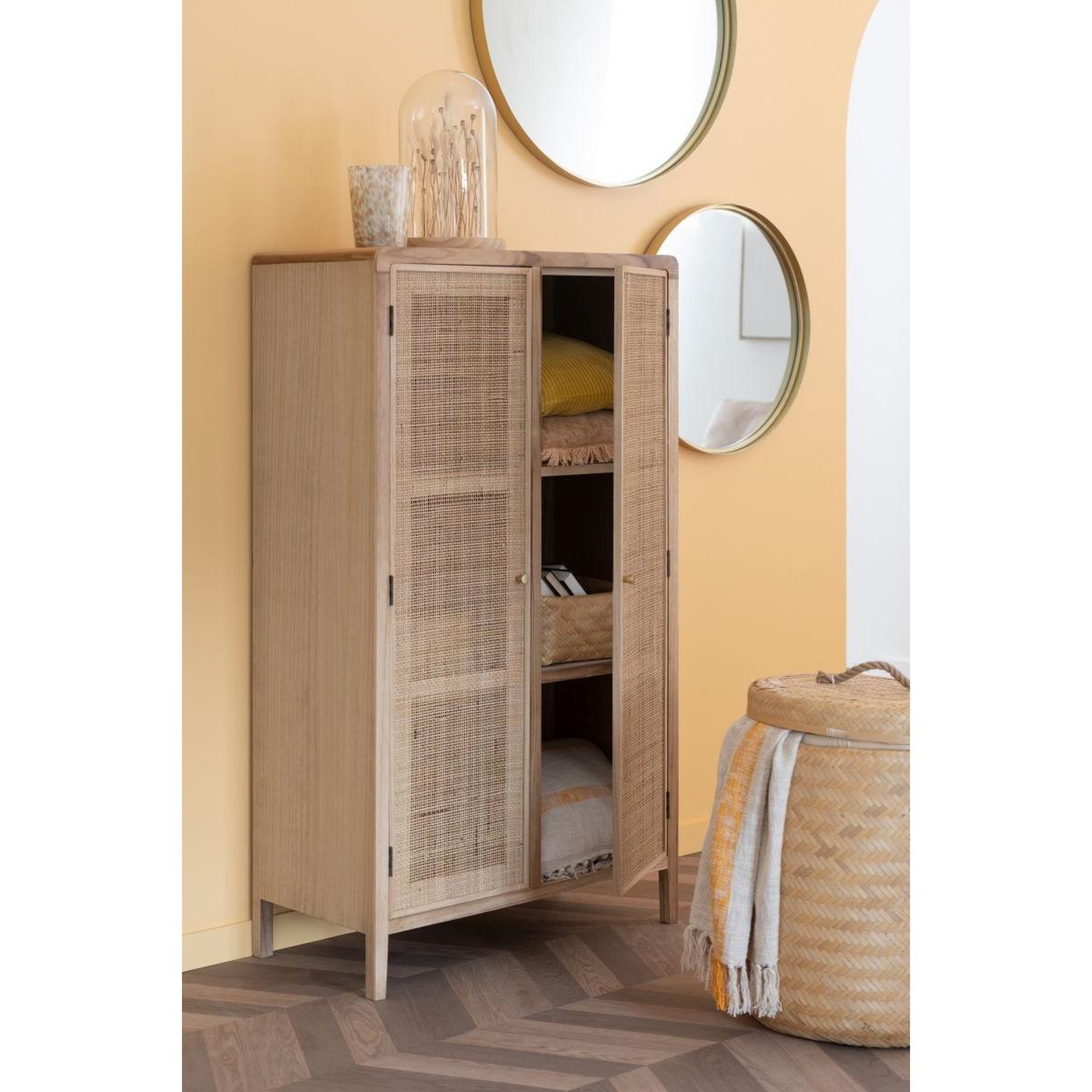 Voir la diapositive 6 : J-LINE Miroir Mural Rond Design  Bord Métal  110cm Or