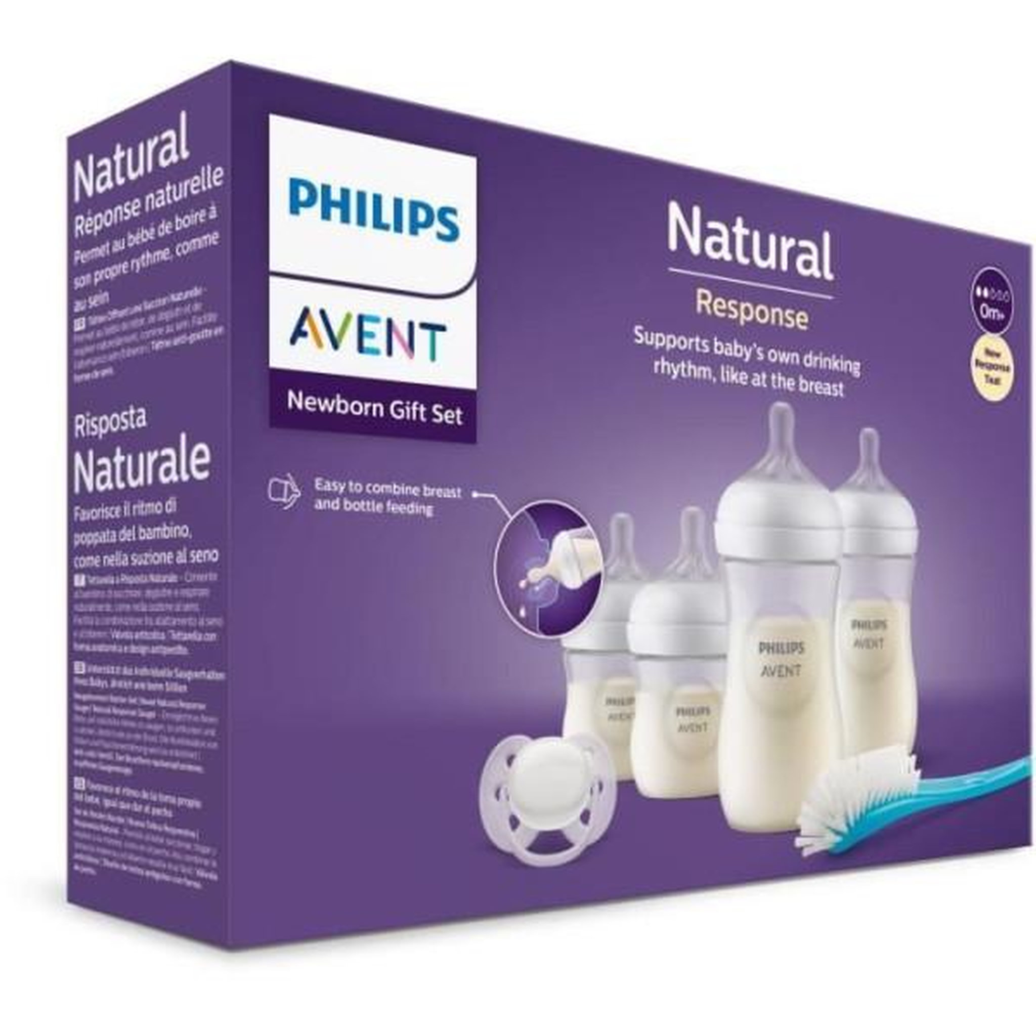 Voir la diapositive 3 : PHILIPS AVENT Kit nouveau-né - philips avent - natural 3.0 - 2 biberons 125ml + 2 biberons 260ml + sucette ultra douce 0-6m + goupillon