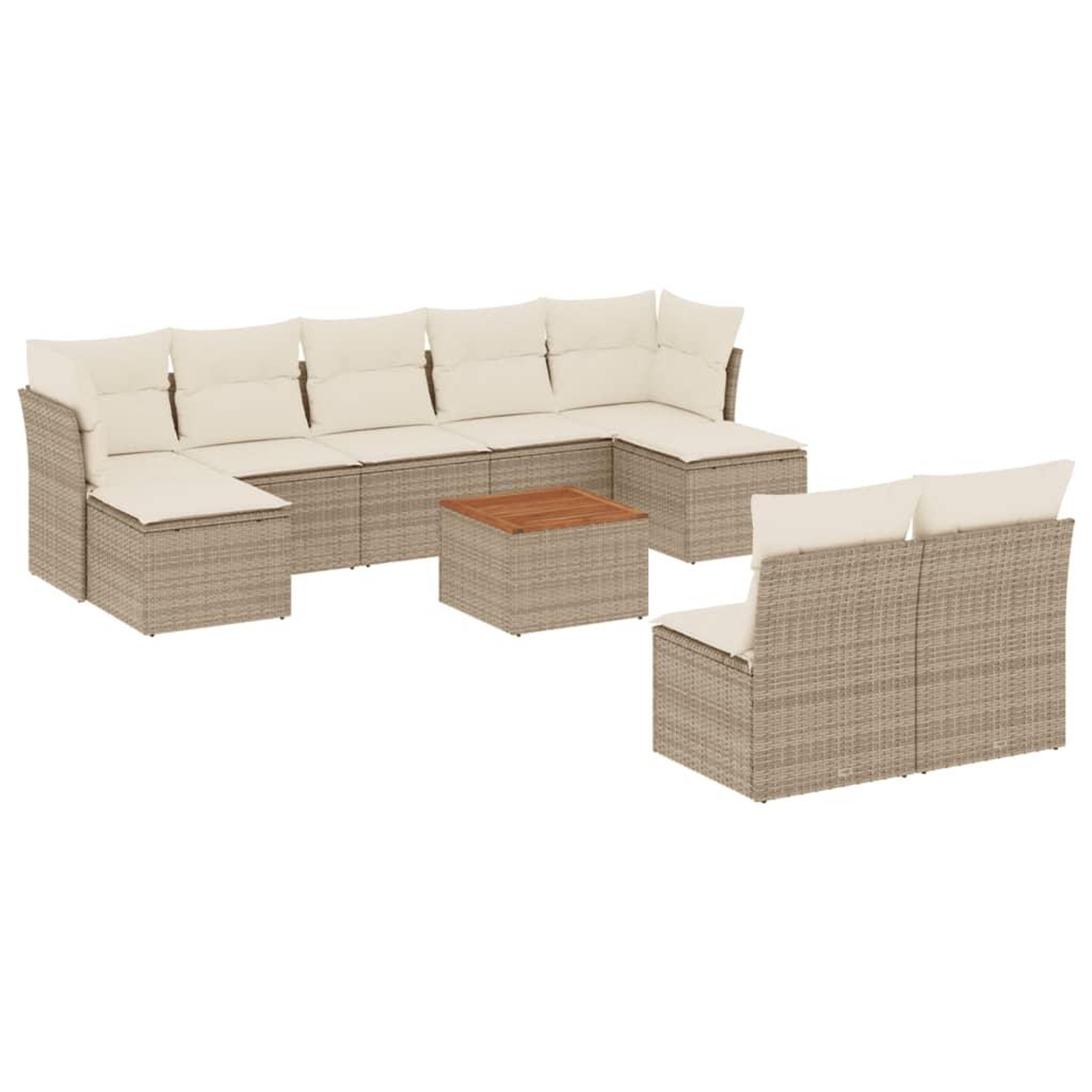 Voir la diapositive 2 : VIDAXL Salon de jardin avec coussins 10 pcs beige resine tressee