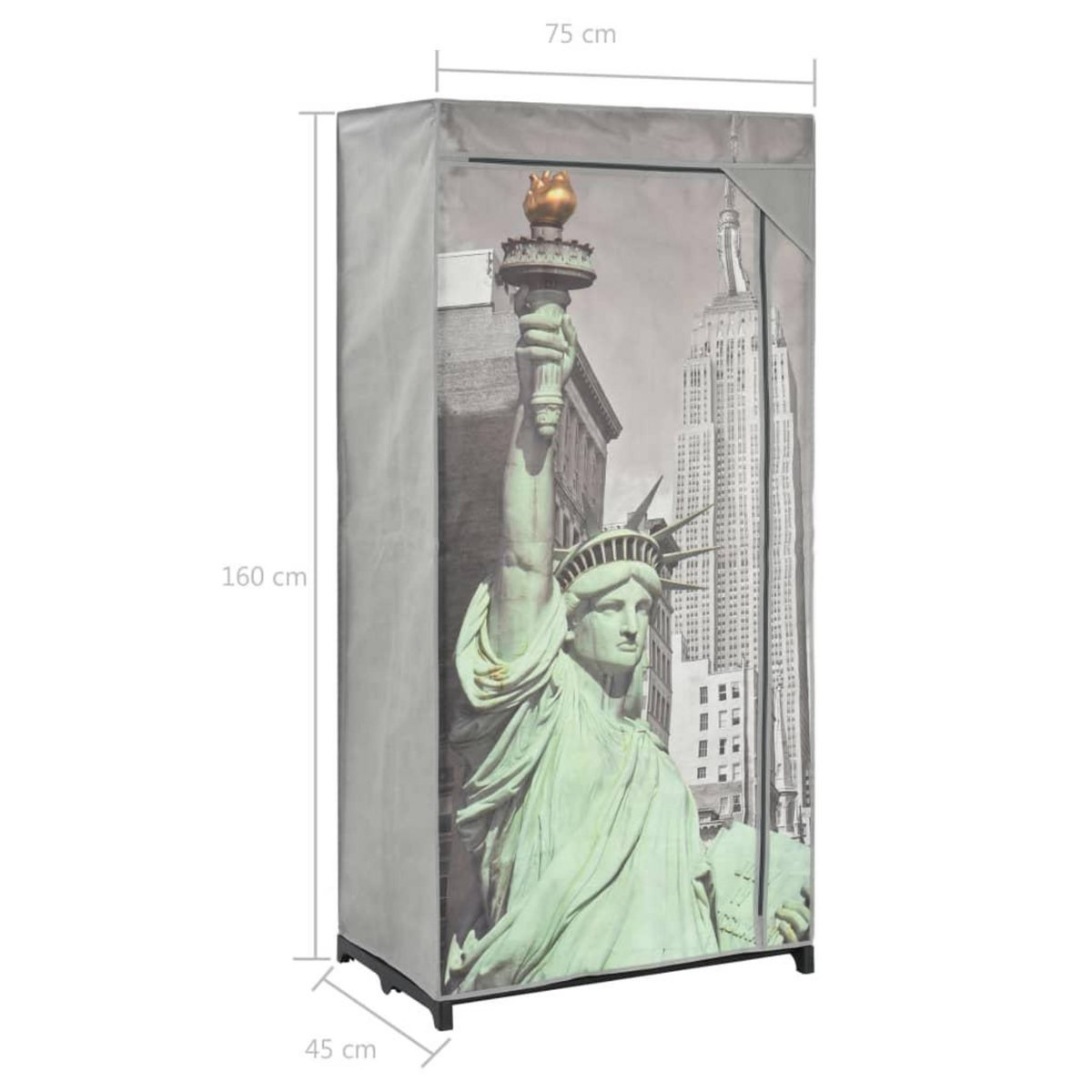 VIDAXL Garde-robe New York 75x45x160 cm Tissu