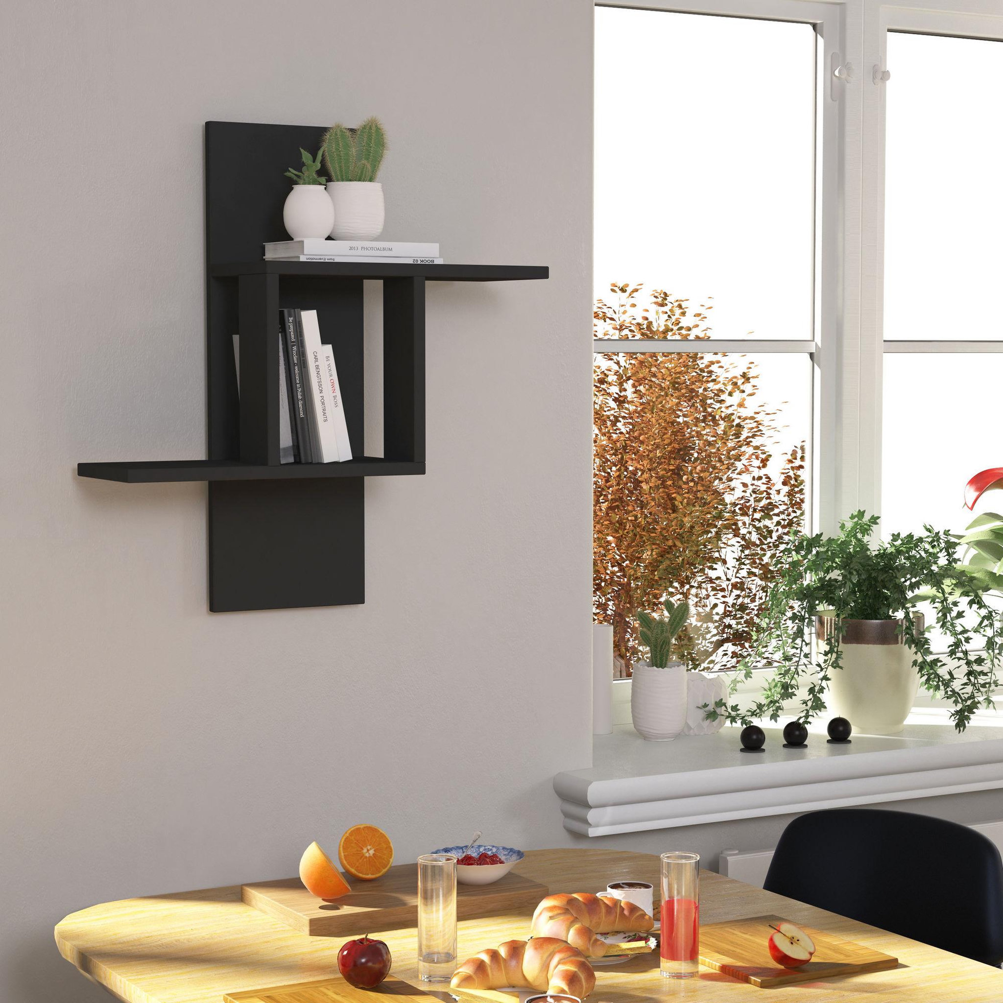 Voir la diapositive 2 : Habitat et Jardin Étagère murale en bois  mill  64 x 20 x 70 cm - anthracite
