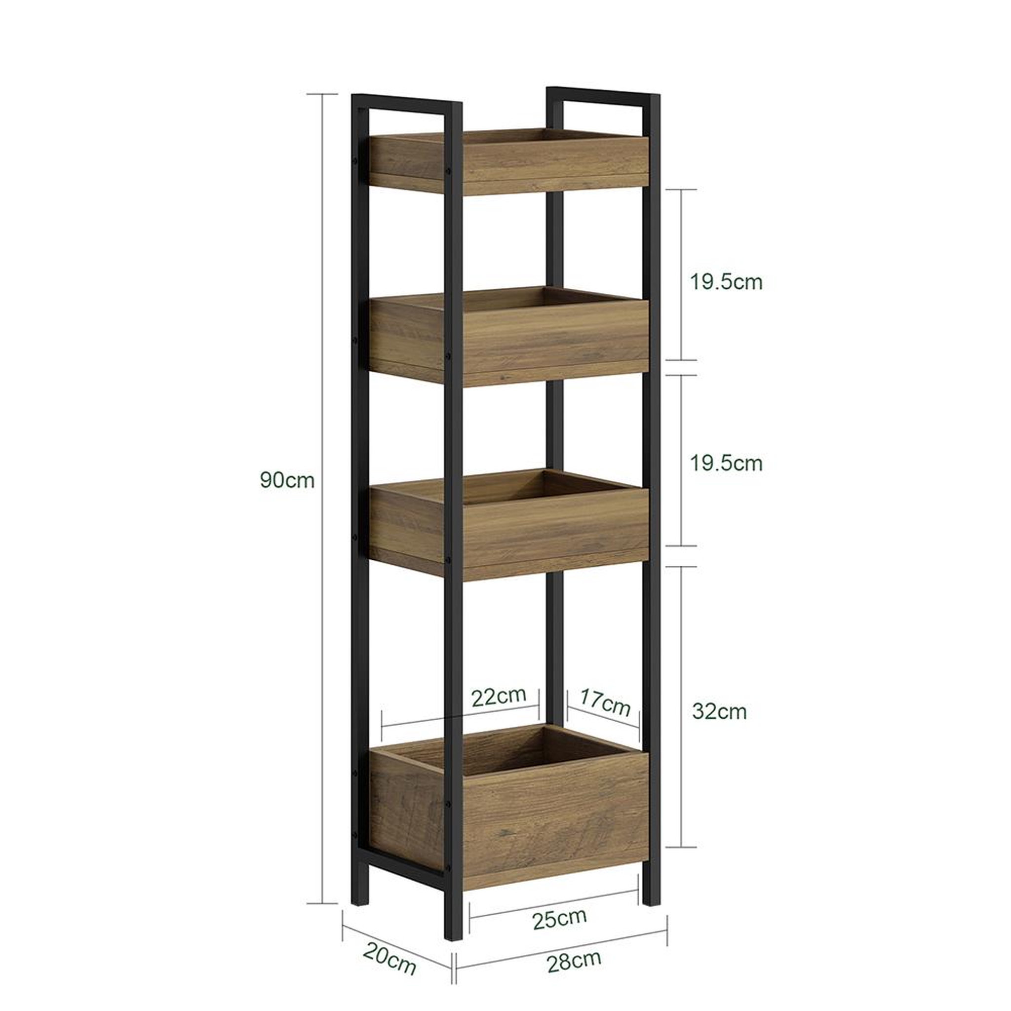 Voir la diapositive 2 : SOBUY Étagère Murale Marron 4 Niveaux 28x20x90cm FRG226-H-F