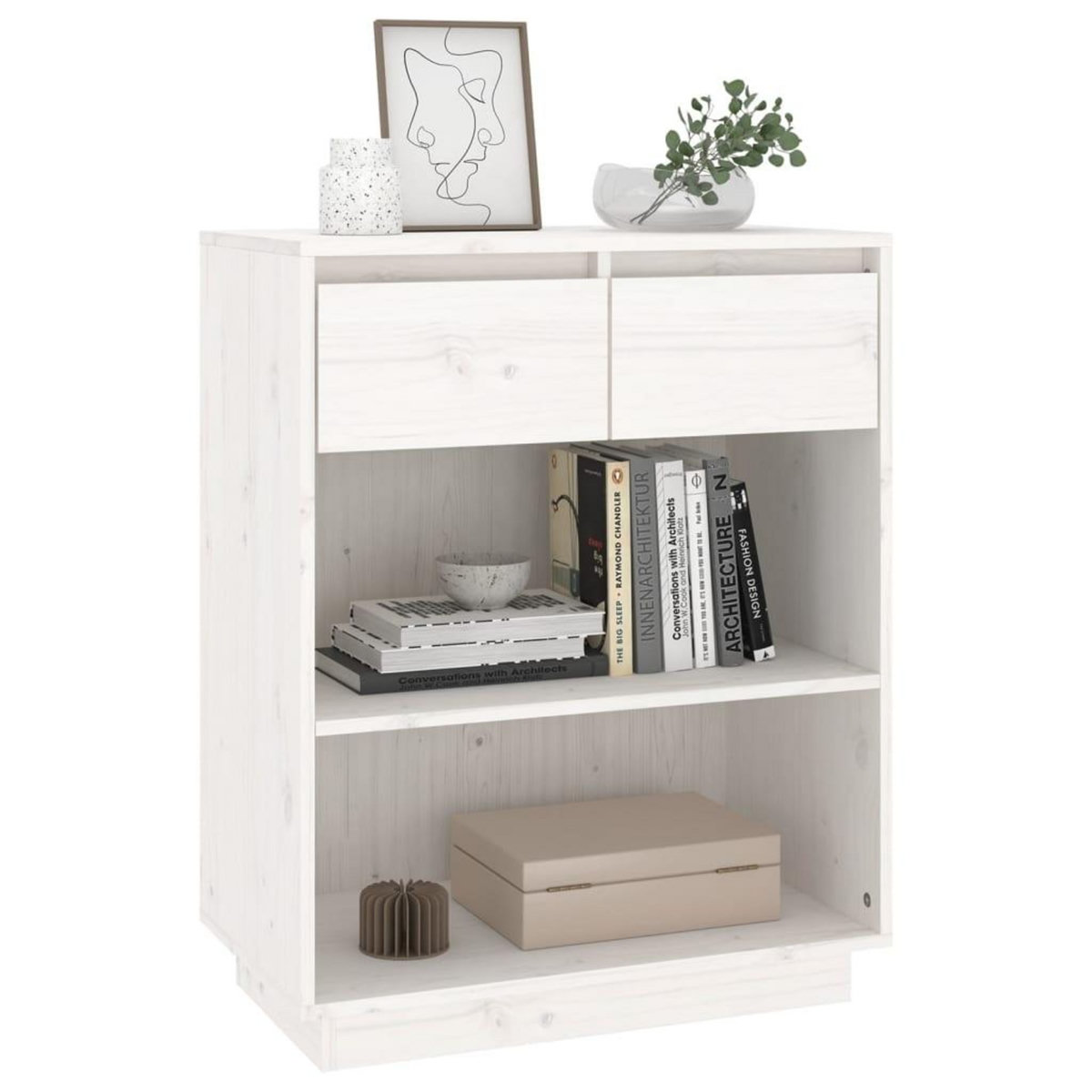 VIDAXL Armoire console Blanc 60x34x75 cm Bois de pin solide