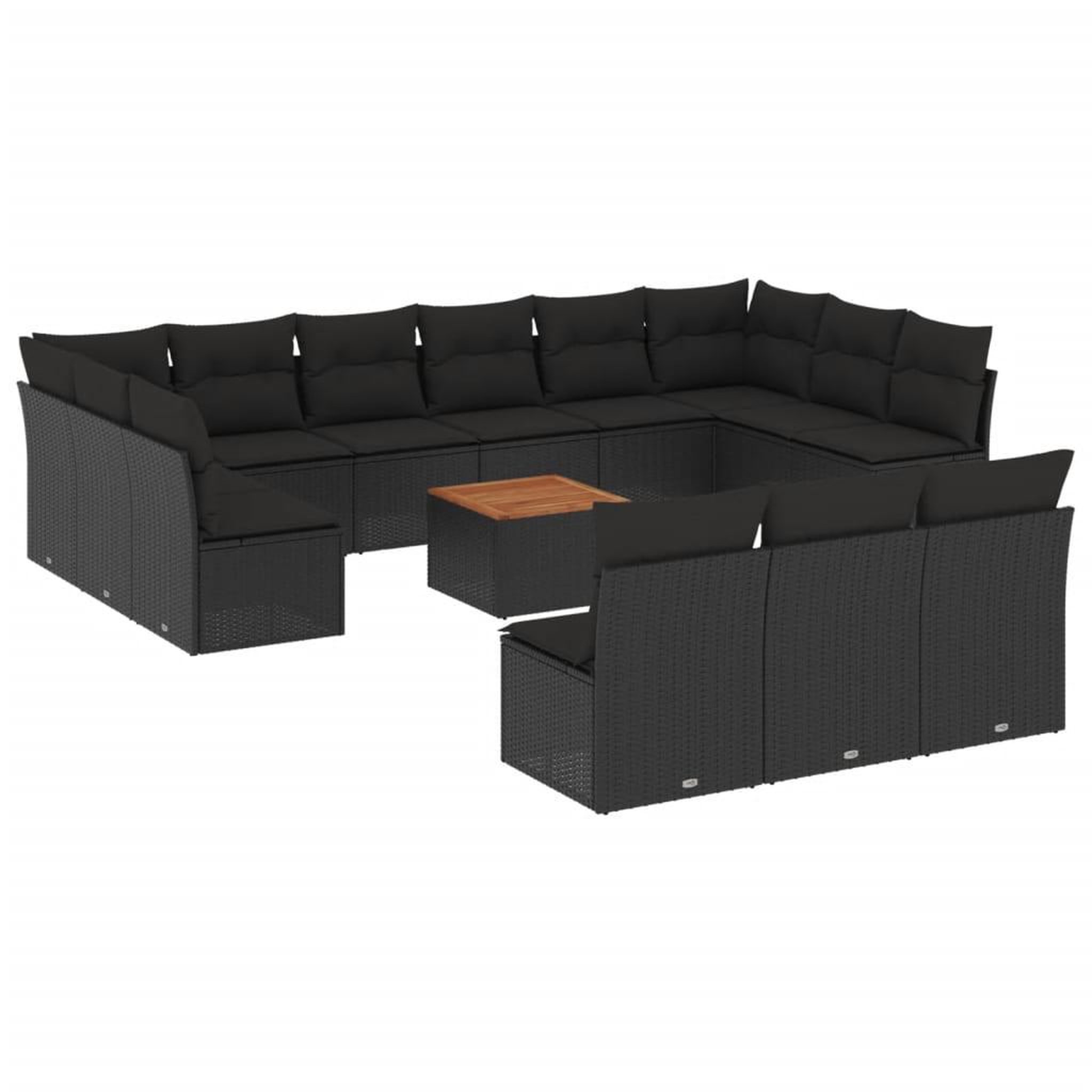 Voir la diapositive 2 : VIDAXL Salon de jardin avec coussins 14 pcs noir resine tressee