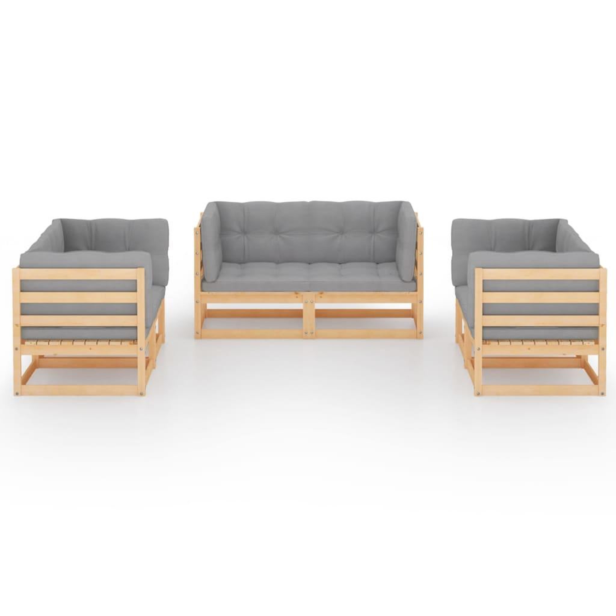 Voir la diapositive 3 : VIDAXL Salon de jardin 6 pcs avec coussins Bois de pin massif