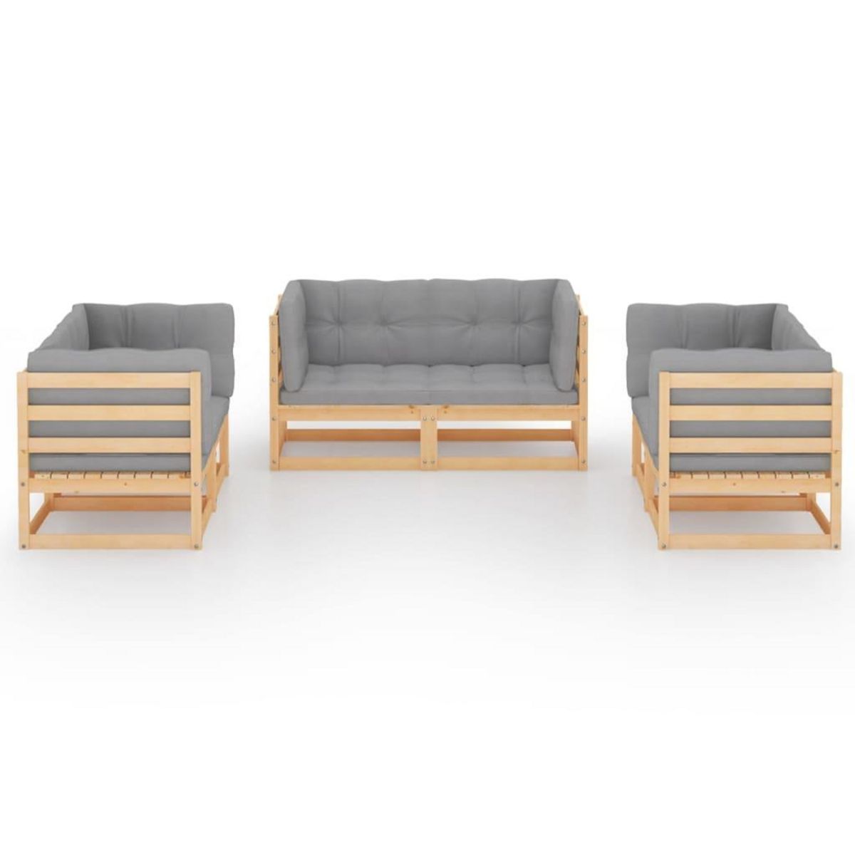 VIDAXL Salon de jardin 6 pcs avec coussins Bois de pin massif