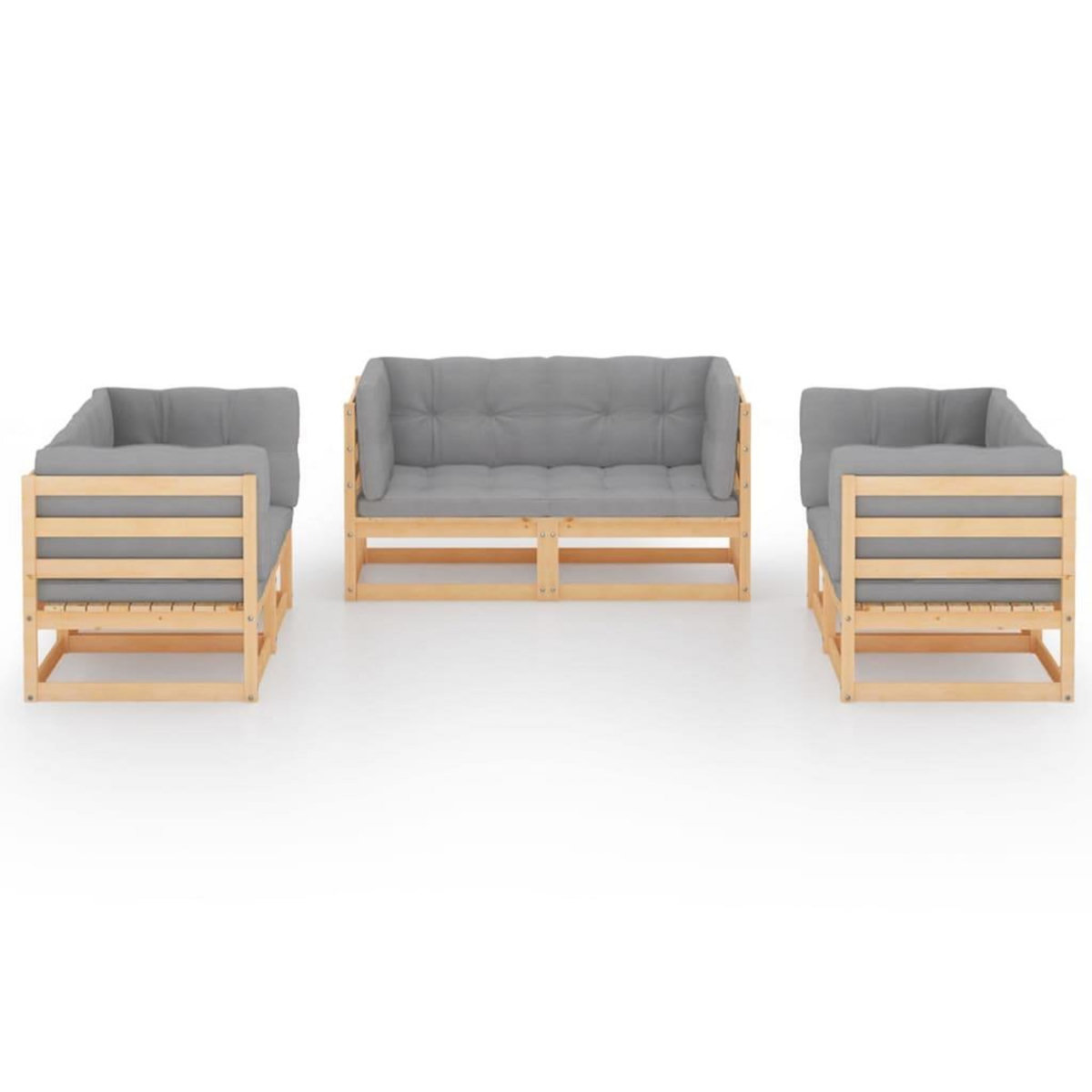 VIDAXL Salon de jardin 6 pcs avec coussins Bois de pin massif