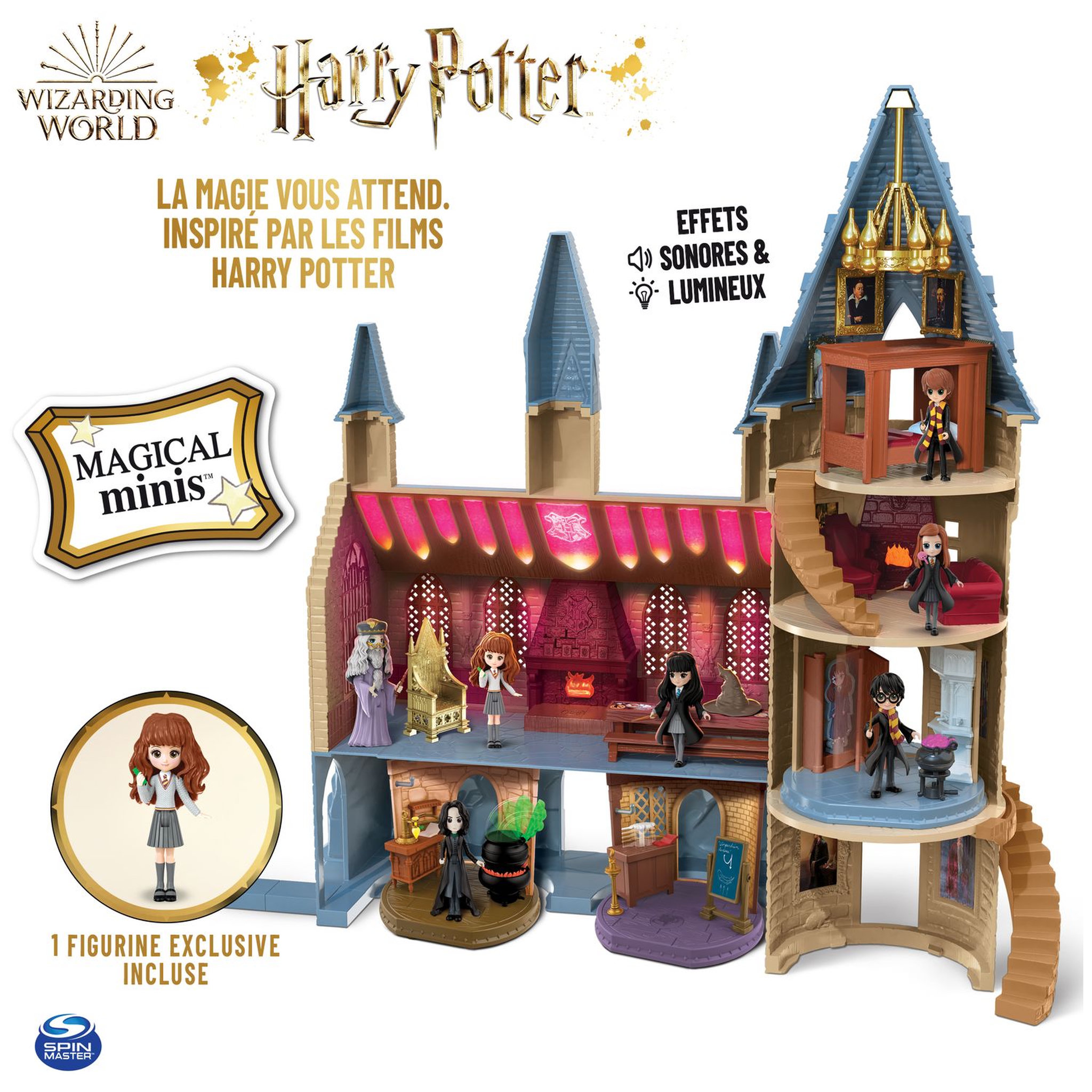 Voir la diapositive 5 : SPIN MASTER Figurine - Château Poudlard magique mini - Wizarding World