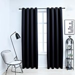 VIDAXL Rideaux occultants avec anneaux en metal 2 pcs Noir 140x245 cm