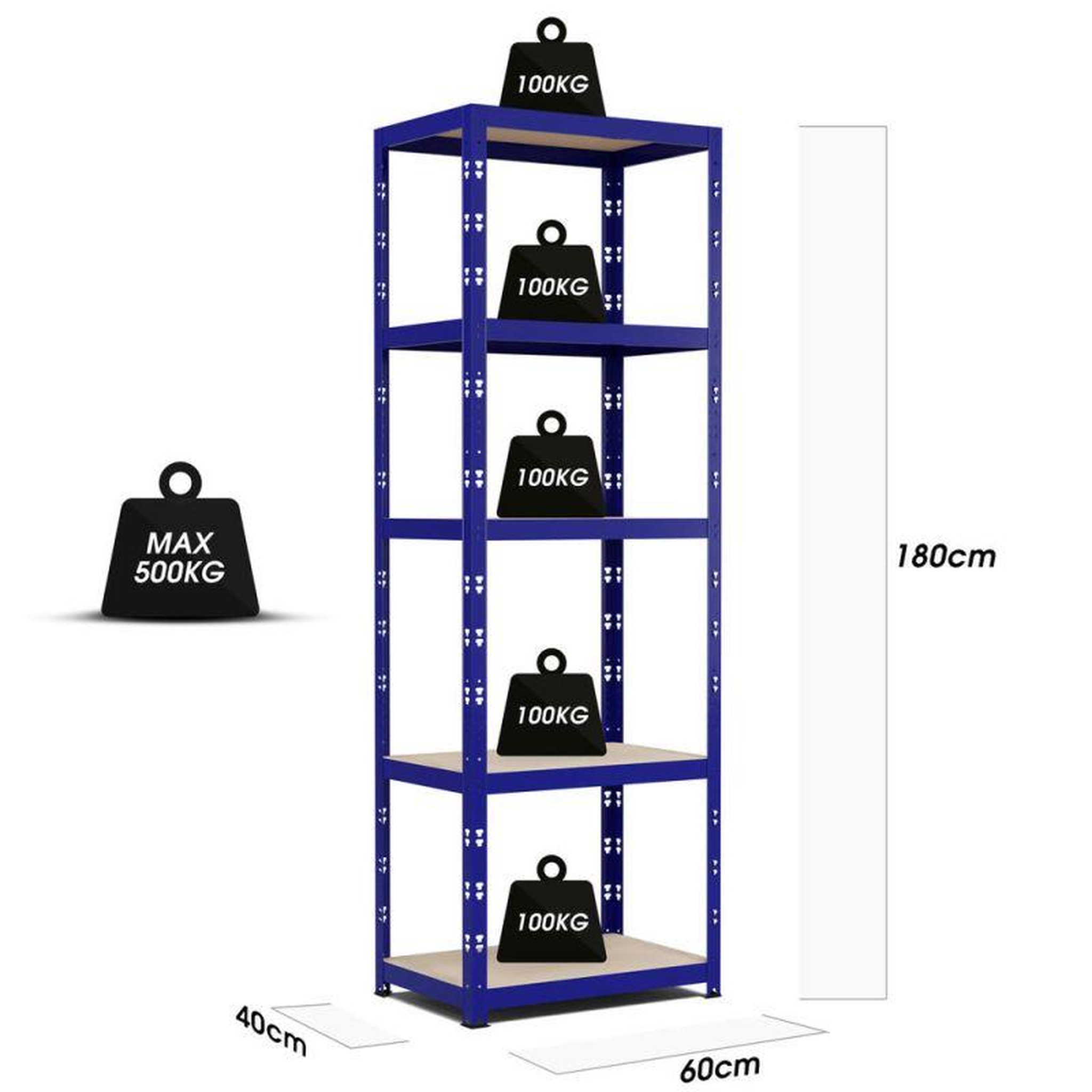 Voir la diapositive 3 : EUROSPEN Etagère de rangement modulable et polyvalente pour atelier, garage, cave... Charge Lourde max 500kg  -180x60x40cm - Bleu