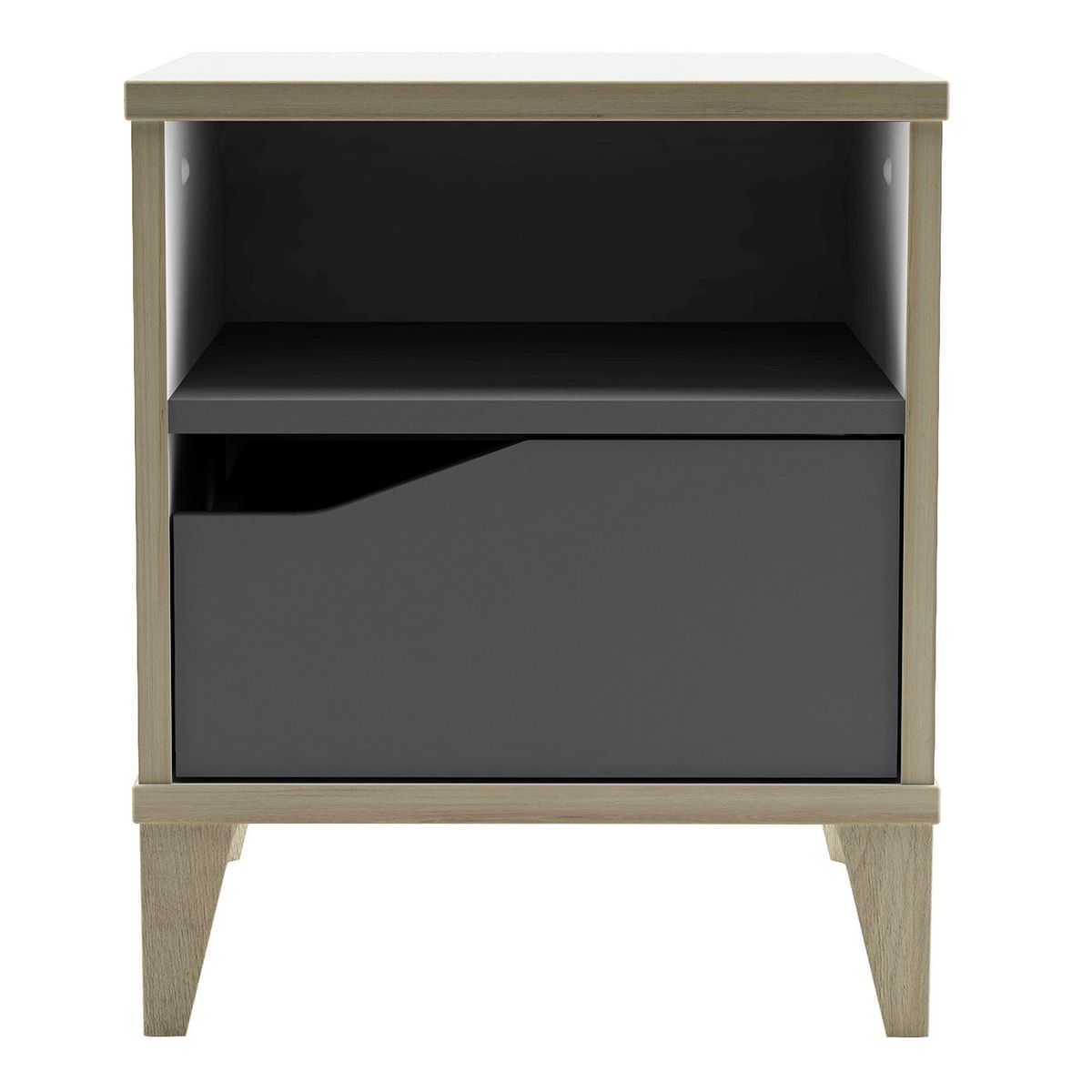 Demeyere Table de chevet 1 tiroir - GENIUS - Blanc et Gris - 36,8 x 43,8 x 33 cm - DEMEYERE