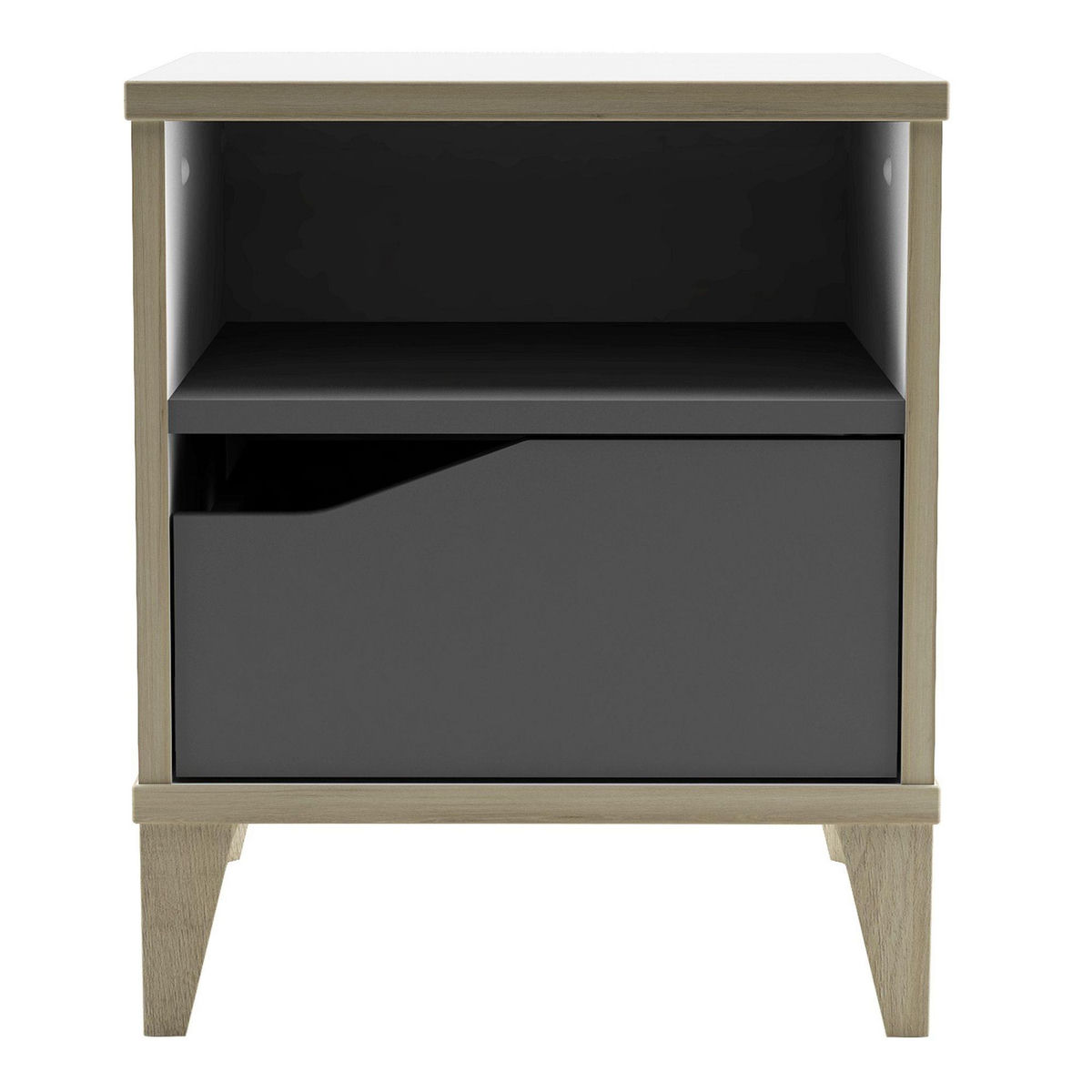 Demeyere Table de chevet 1 tiroir - GENIUS - Blanc et Gris - 36,8 x 43,8 x 33 cm - DEMEYERE