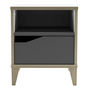 Voir la diapositive 2 : Demeyere Table de chevet 1 tiroir - GENIUS - Blanc et Gris - 36,8 x 43,8 x 33 cm - DEMEYERE