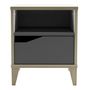 Voir la diapositive 2 : Demeyere Table de chevet 1 tiroir - GENIUS - Blanc et Gris - 36,8 x 43,8 x 33 cm - DEMEYERE