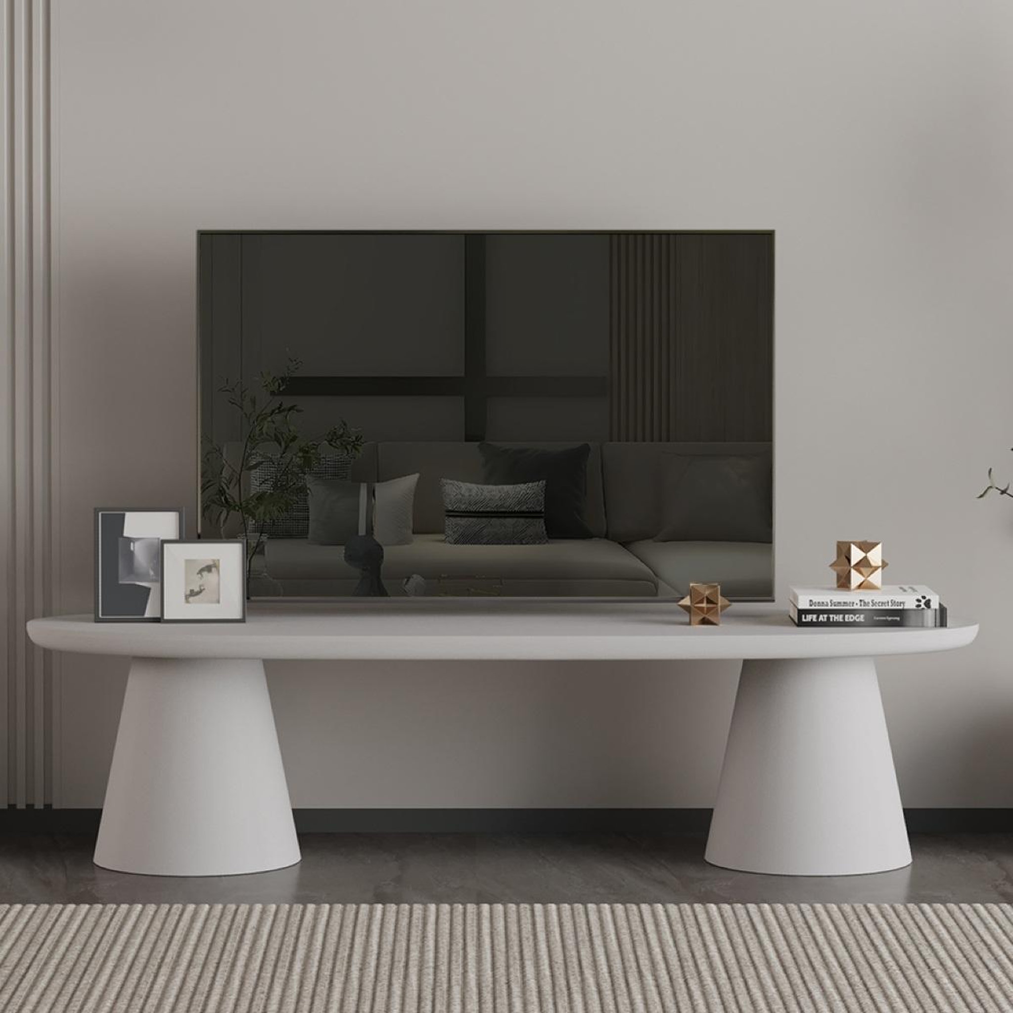 Voir la diapositive 3 : JLC KREATION Meuble tv organique en fibre de ciment 160cm rita