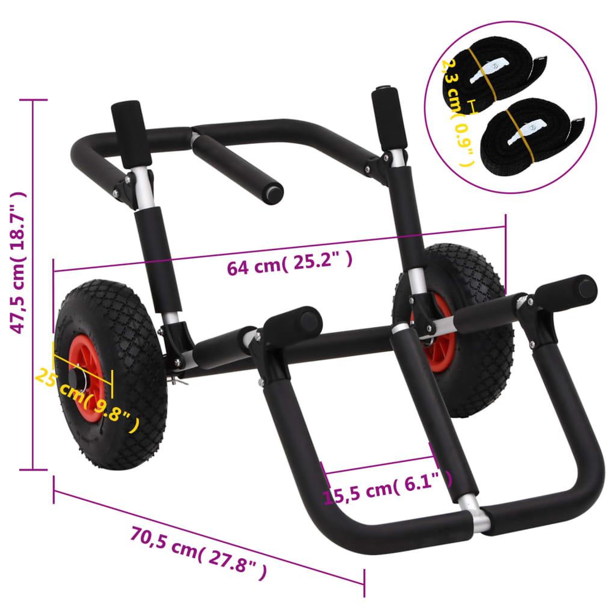 Voir la diapositive 6 : VIDAXL Chariot de SUP pour 2 planches de surf pliable 90 kg aluminium