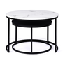 Voir la diapositive 3 : ID MARKET Lot de 2 tables basses gigognes ALASKA rondes 54/70 effet marbre et noir pieds métal