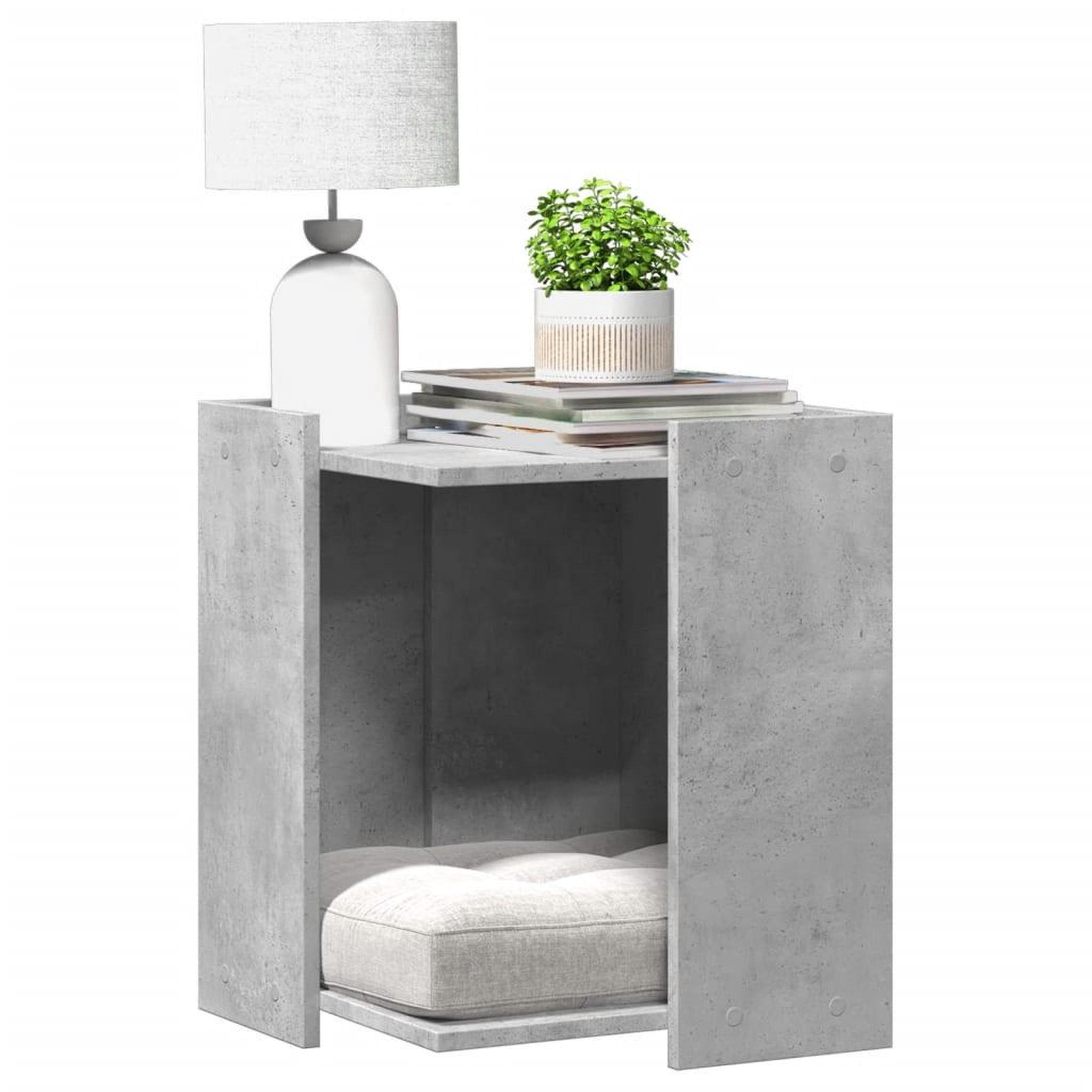 VIDAXL Meuble de bac a litiere pour chat gris beton bois d'ingenierie