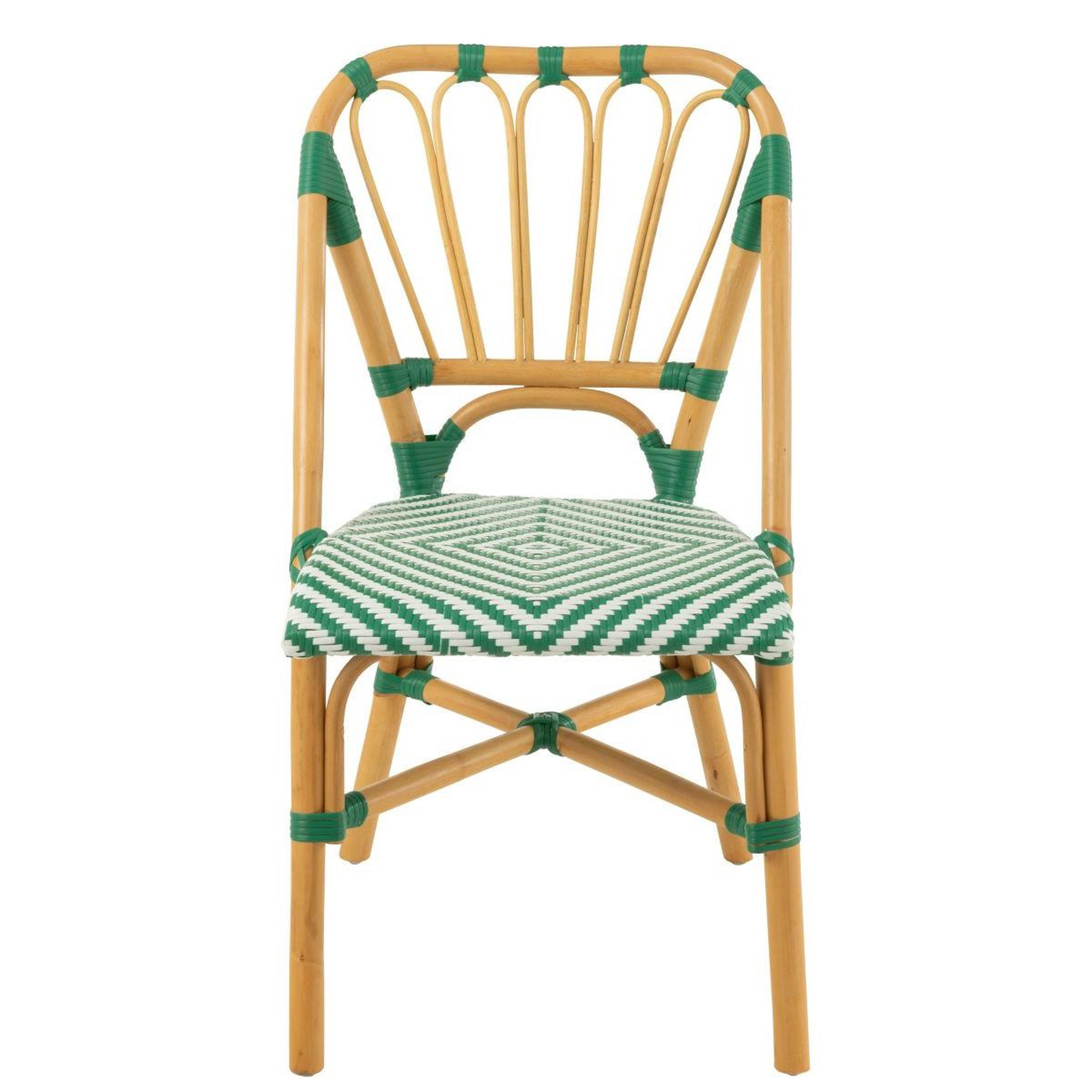 Voir la diapositive 2 : J-LINE Chaise en rotin  danial  85cm vert foncé