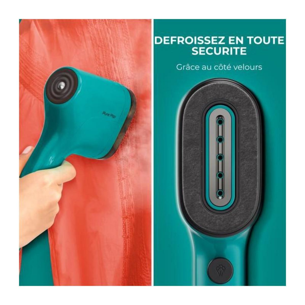 CALOR CALOR PURE POP DT2024C0 - Défroisseur vapeur, 1300 W, 70 ml, Débit 20 g/min, Pret en 15 sec, Autonomie 4 min, Défroisse et pu
