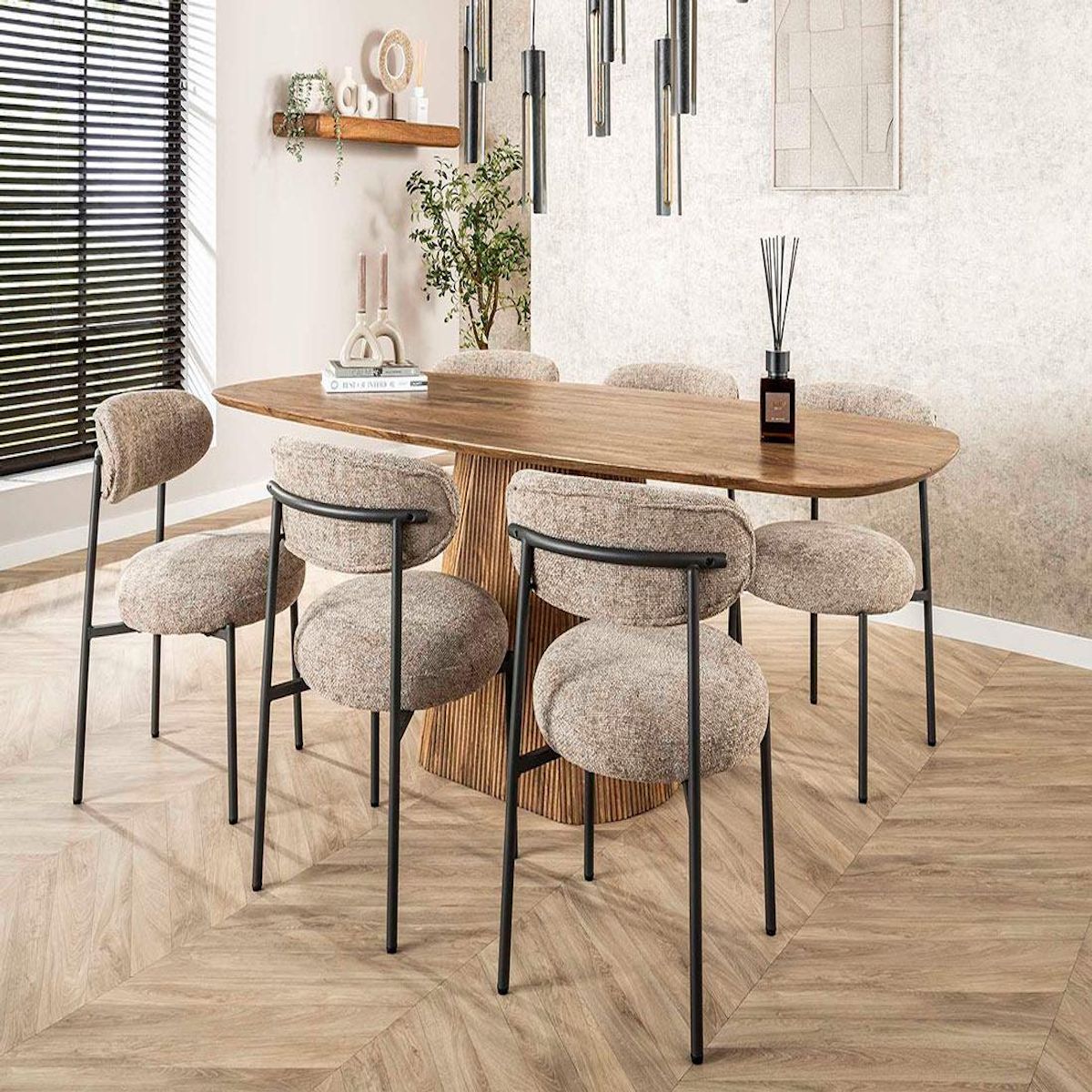 LISA DESIGN Adelia - lot de 2 chaises - pieds en métal - en tissu texturé