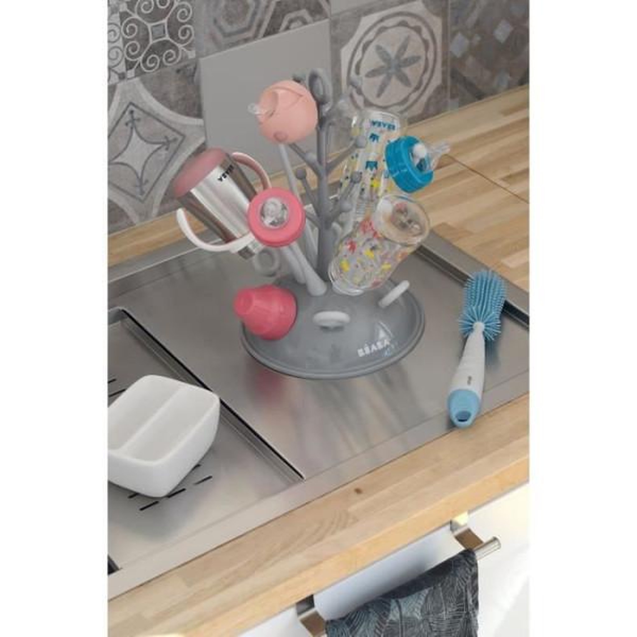 Voir la diapositive 6 : MARKET24 Beaba, egoutte biberons arbre, gris