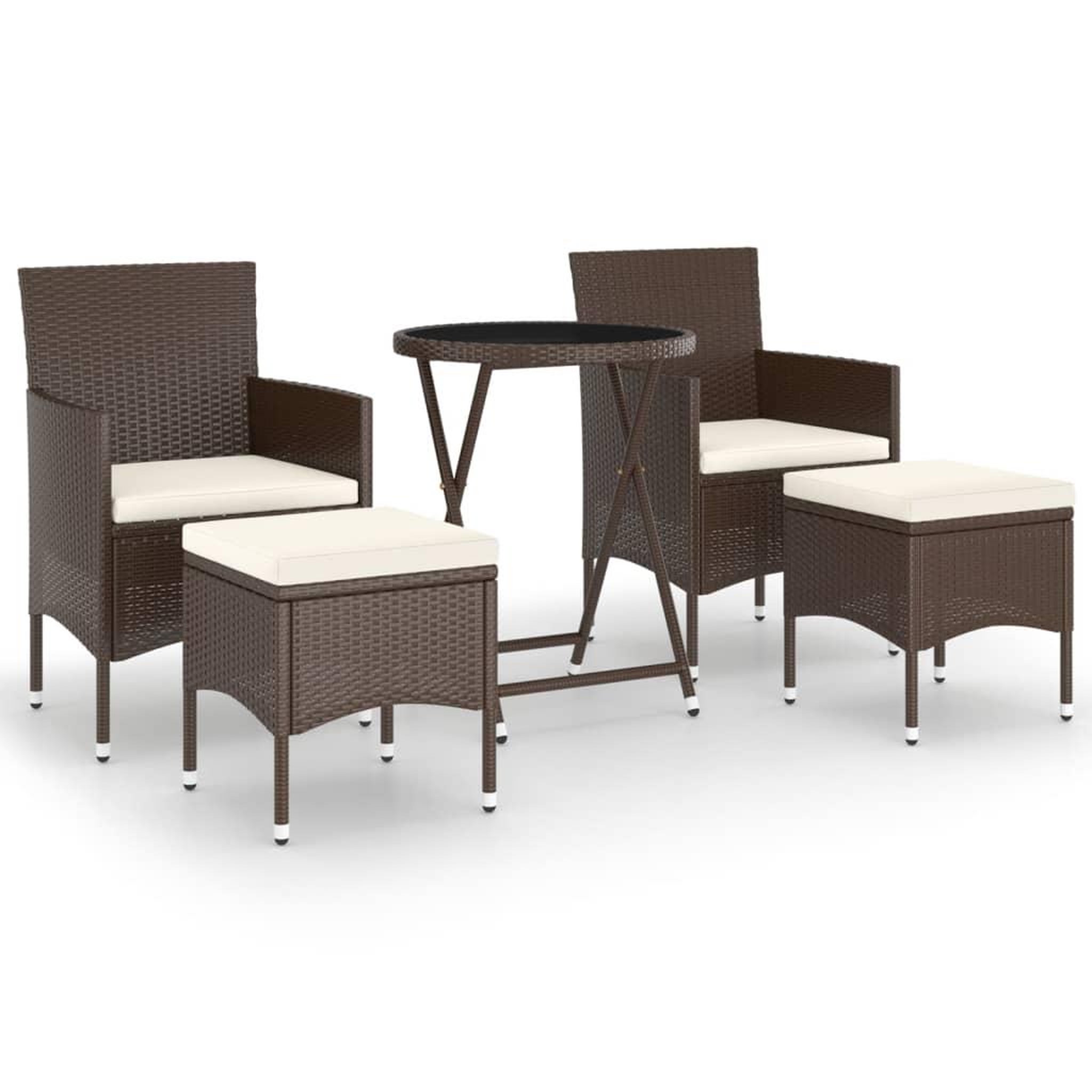 Voir la diapositive 2 : VIDAXL Ensemble de bistro de jardin 5 pcs poly rotin et verre trempe