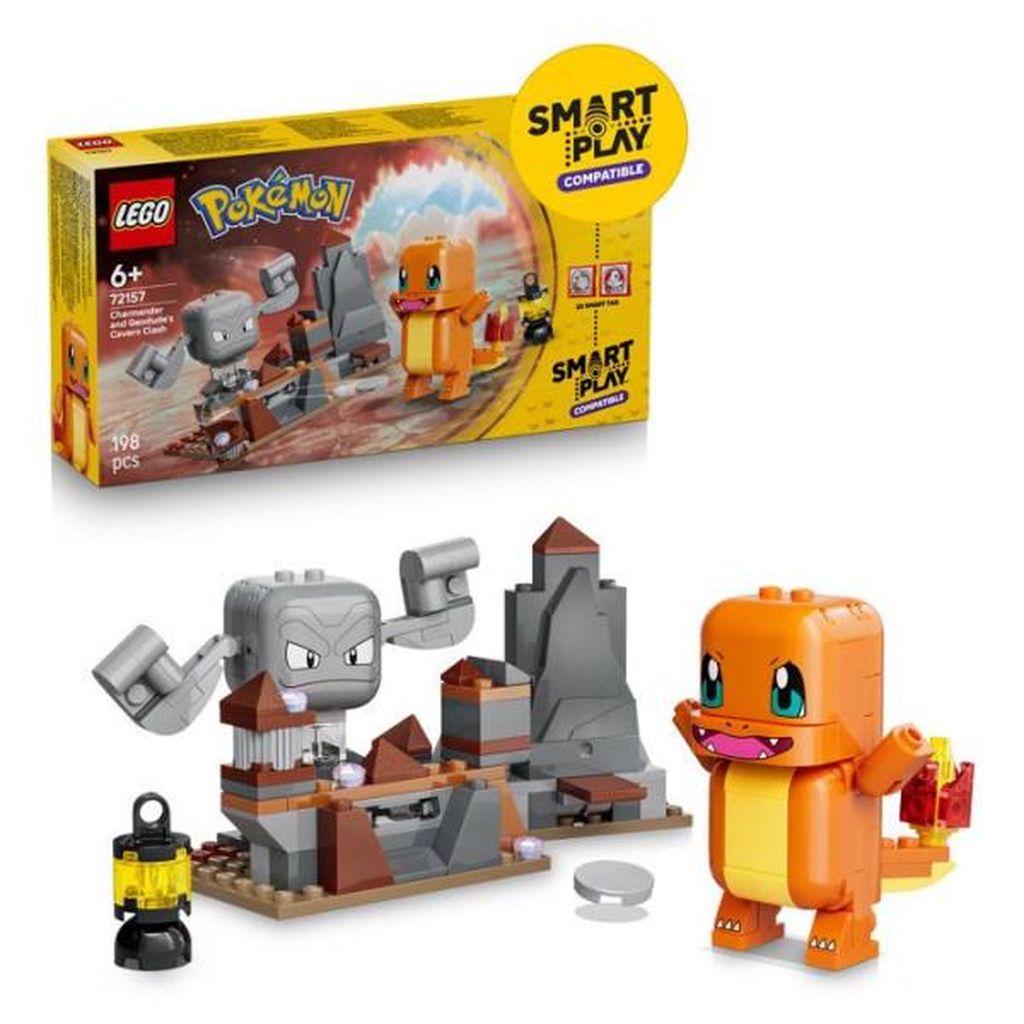 LEGO LEGO Pokémon 72157 - Set de construction compatible SMART Play™ - Salameche et Racaillou, Combat dans la grotte - Des 6 ans