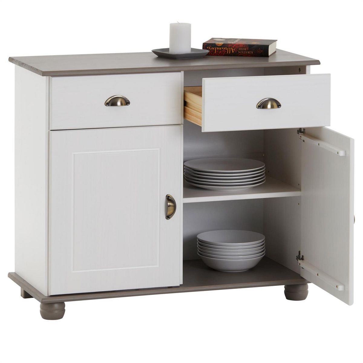 IDIMEX Buffet COLMAR en pin massif, 2 tiroirs et 2 portes