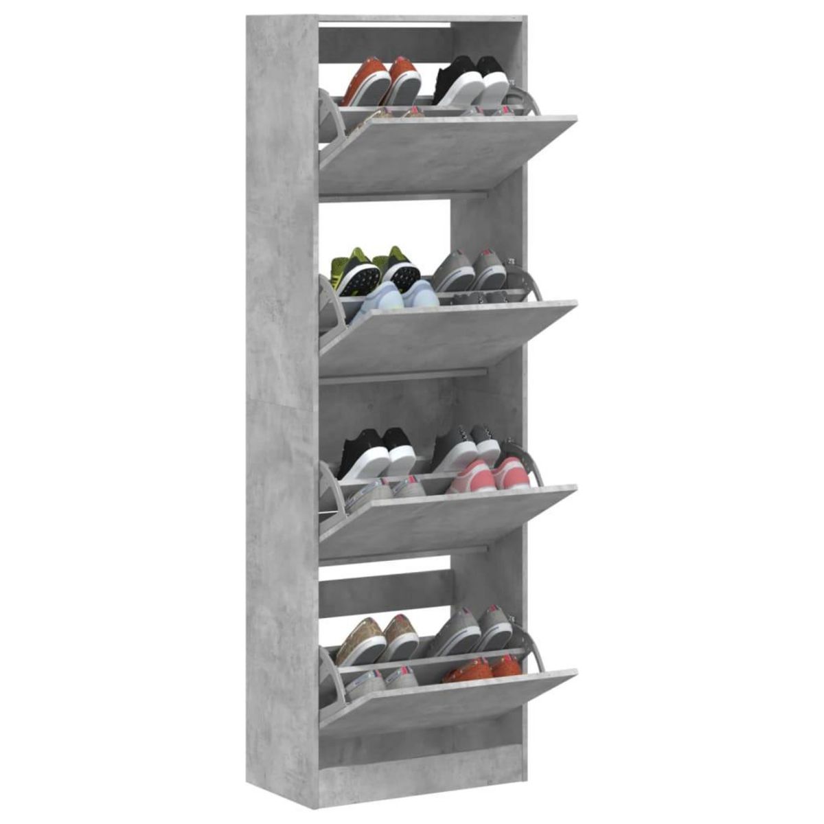 VIDAXL Armoire a chaussures 4 tiroirs rabattables gris beton
