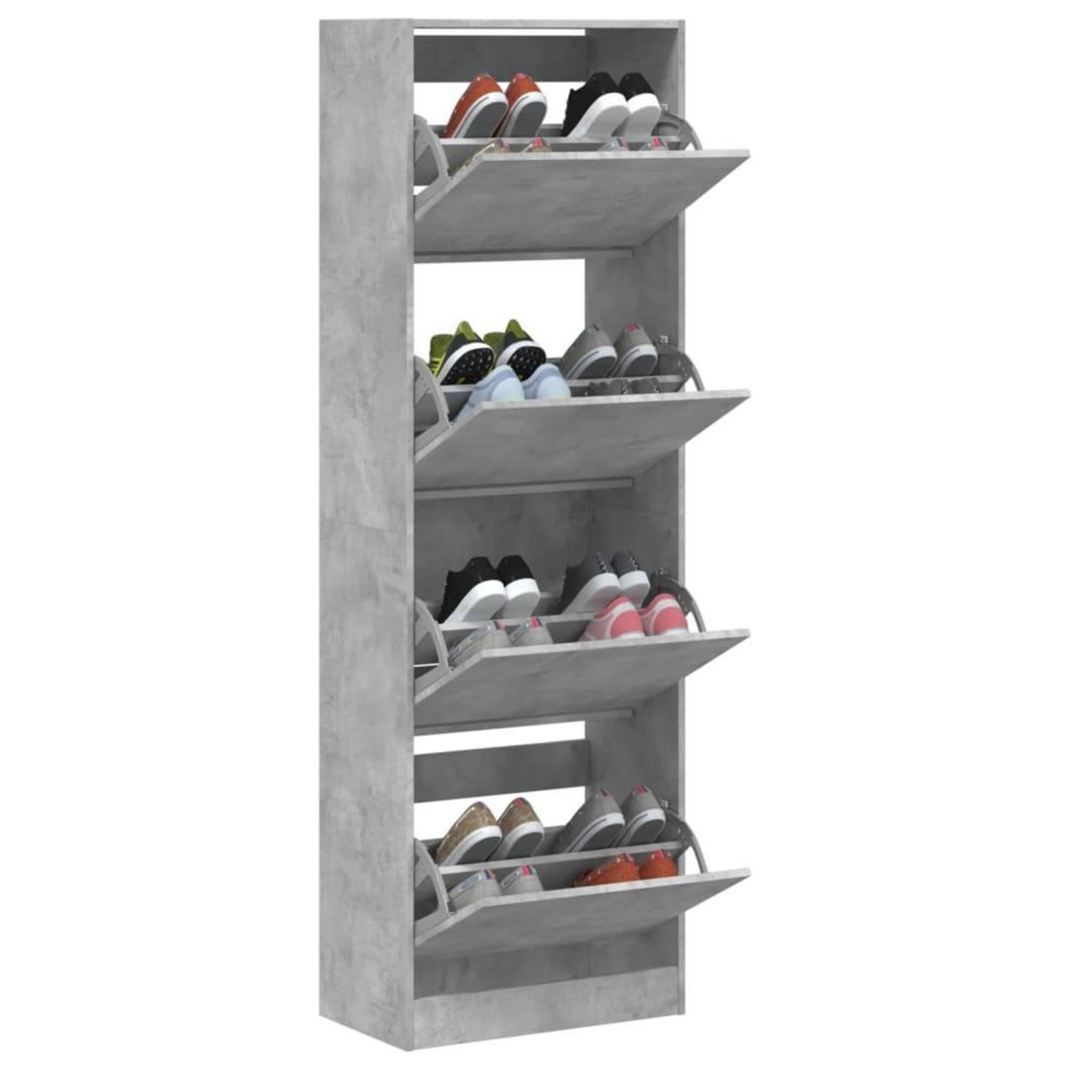 VIDAXL Armoire a chaussures 4 tiroirs rabattables gris beton