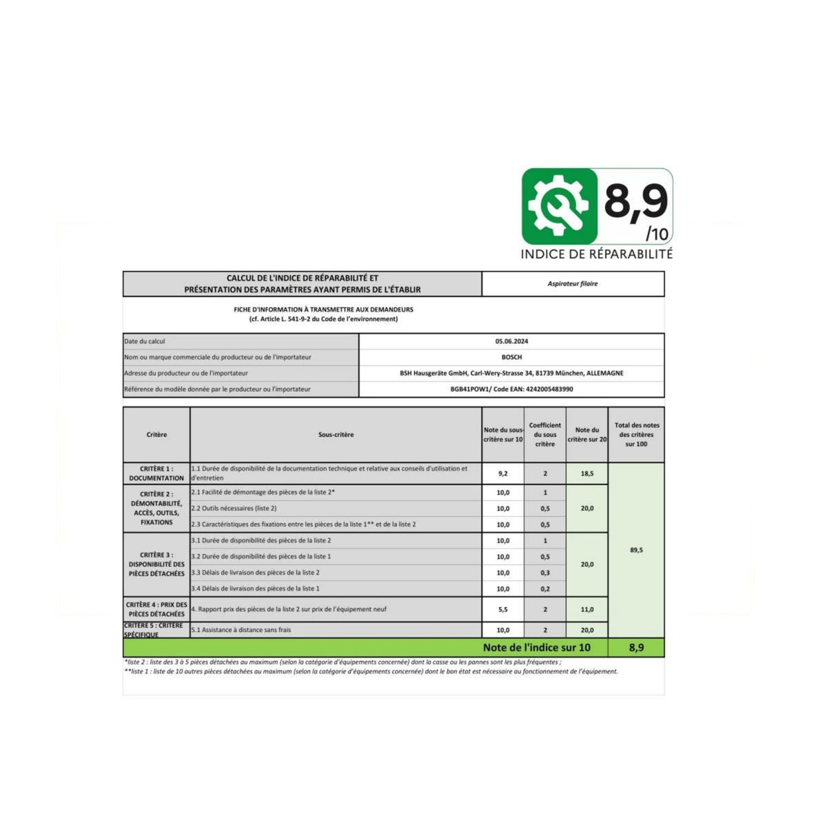 BOSCH Aspirateur traîneau 850w 75db noir - BGB41POW1