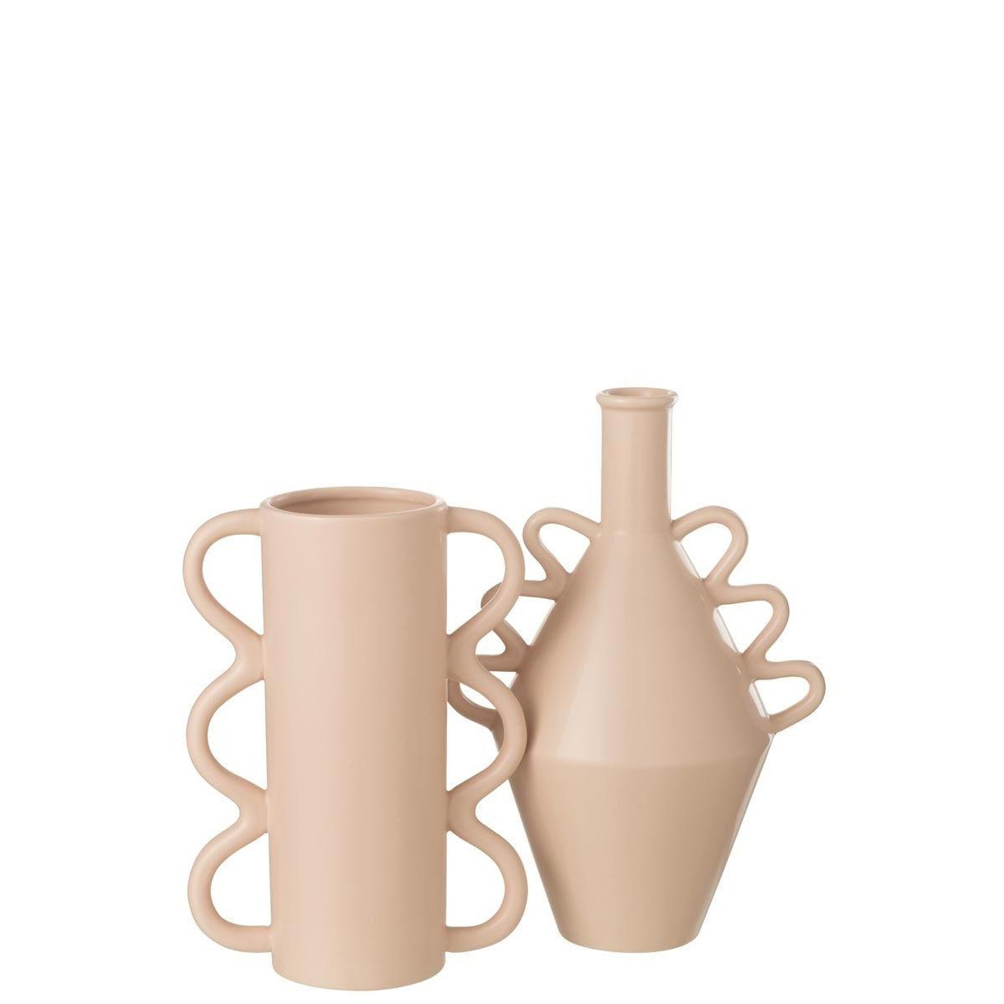 Voir la diapositive 2 : J-LINE Vase avec anse design vague  pinky perfect  32cm rose